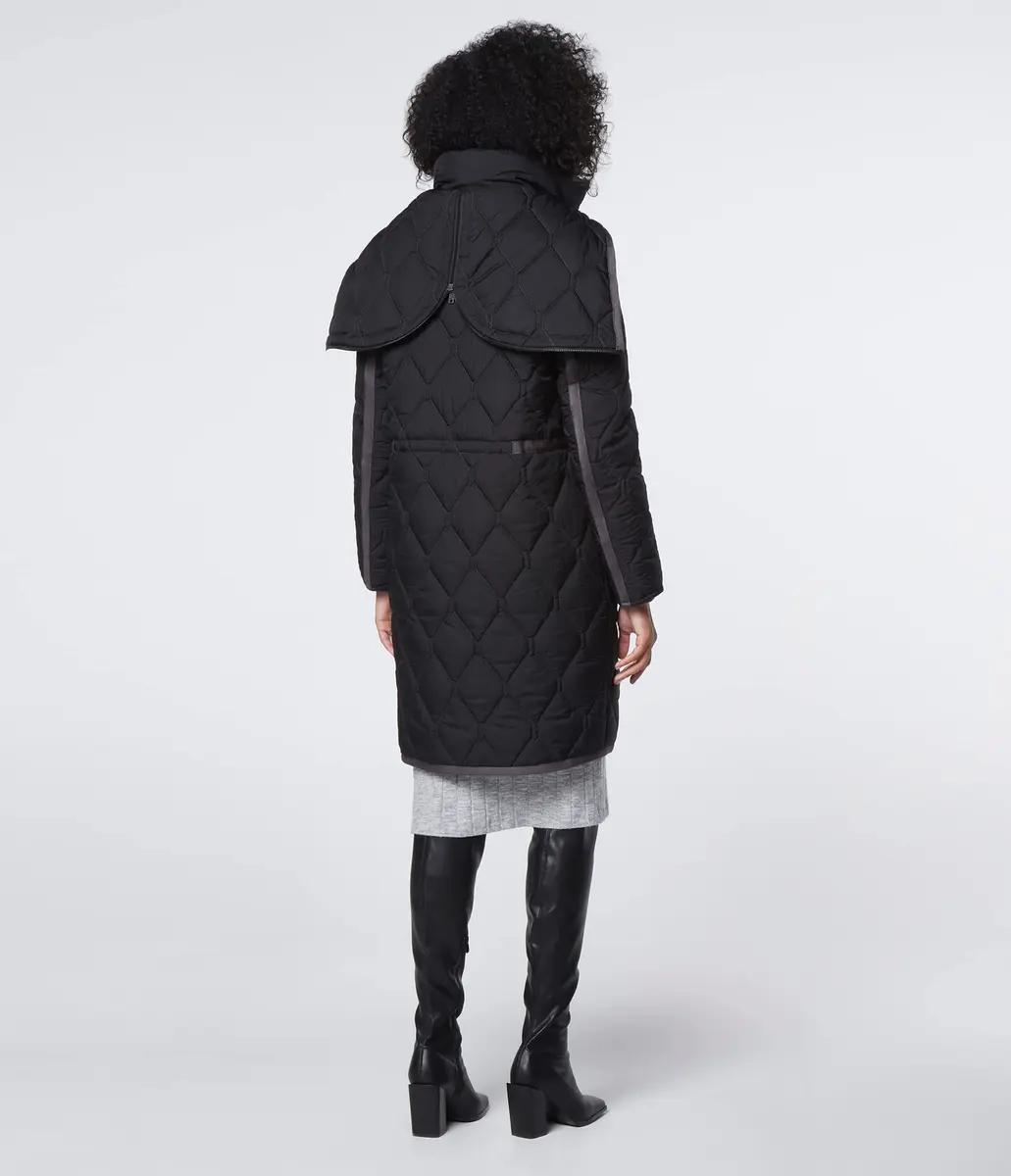 Andrew Marc Women's Long Jacket Signature Quilted Black X-Small | Stylish Winter Anorak with Lava-Quilt Design - view 3