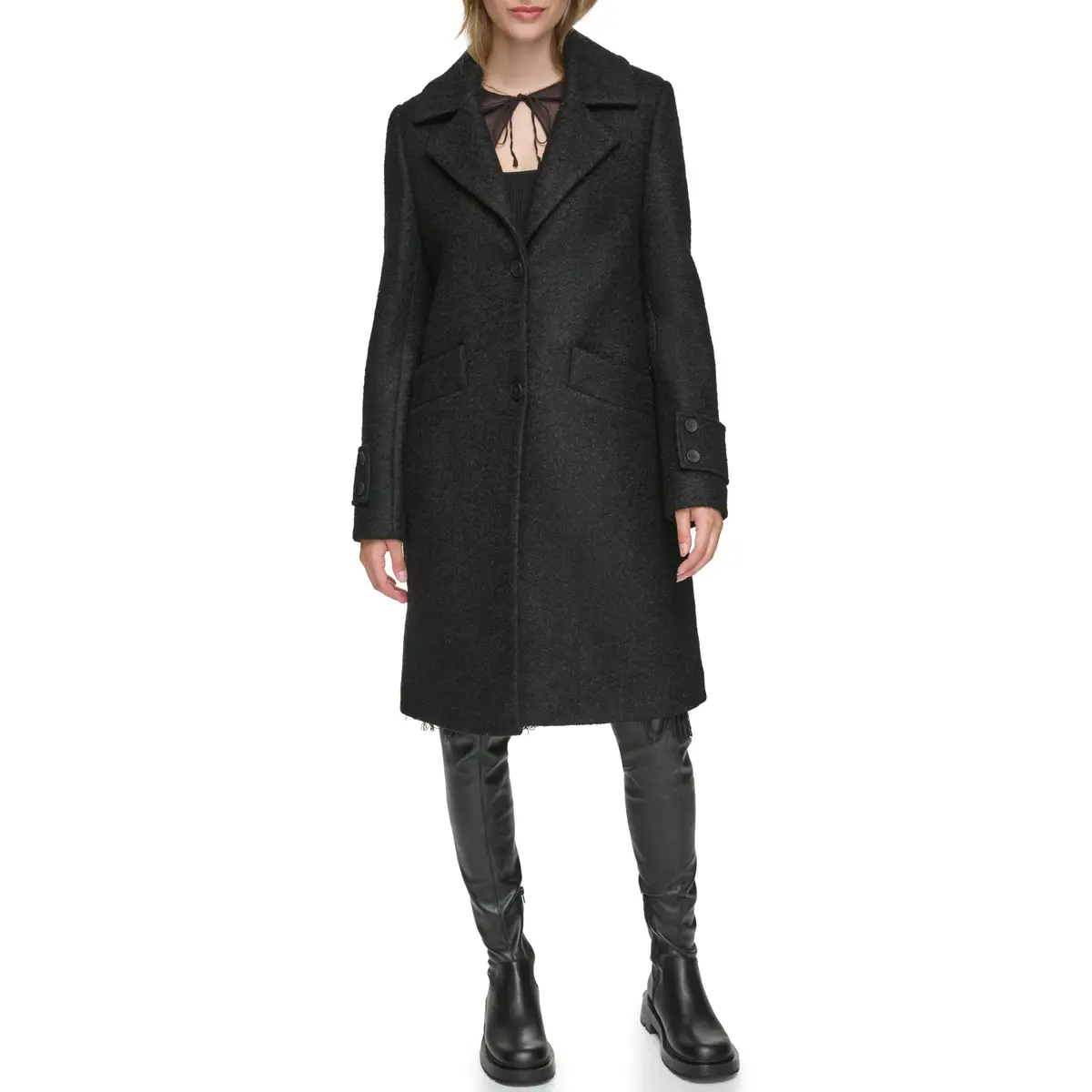 Andrew Marc Wool Coat Notch Collar Black XL | Classic Winter Style with American Craftsmanship - main product image
