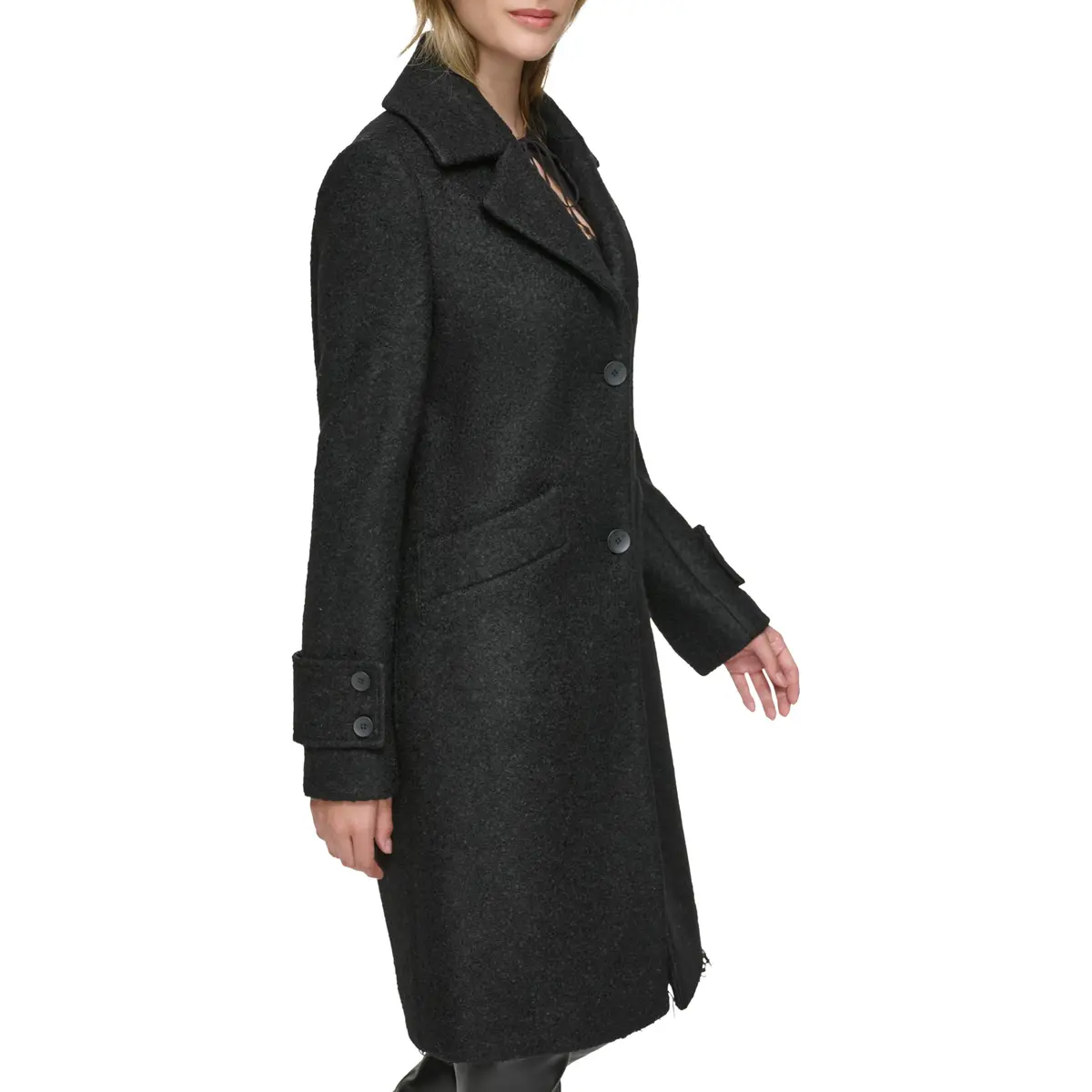 Andrew Marc Wool Coat Notch Collar Black XL | Classic Winter Style with American Craftsmanship - view 2