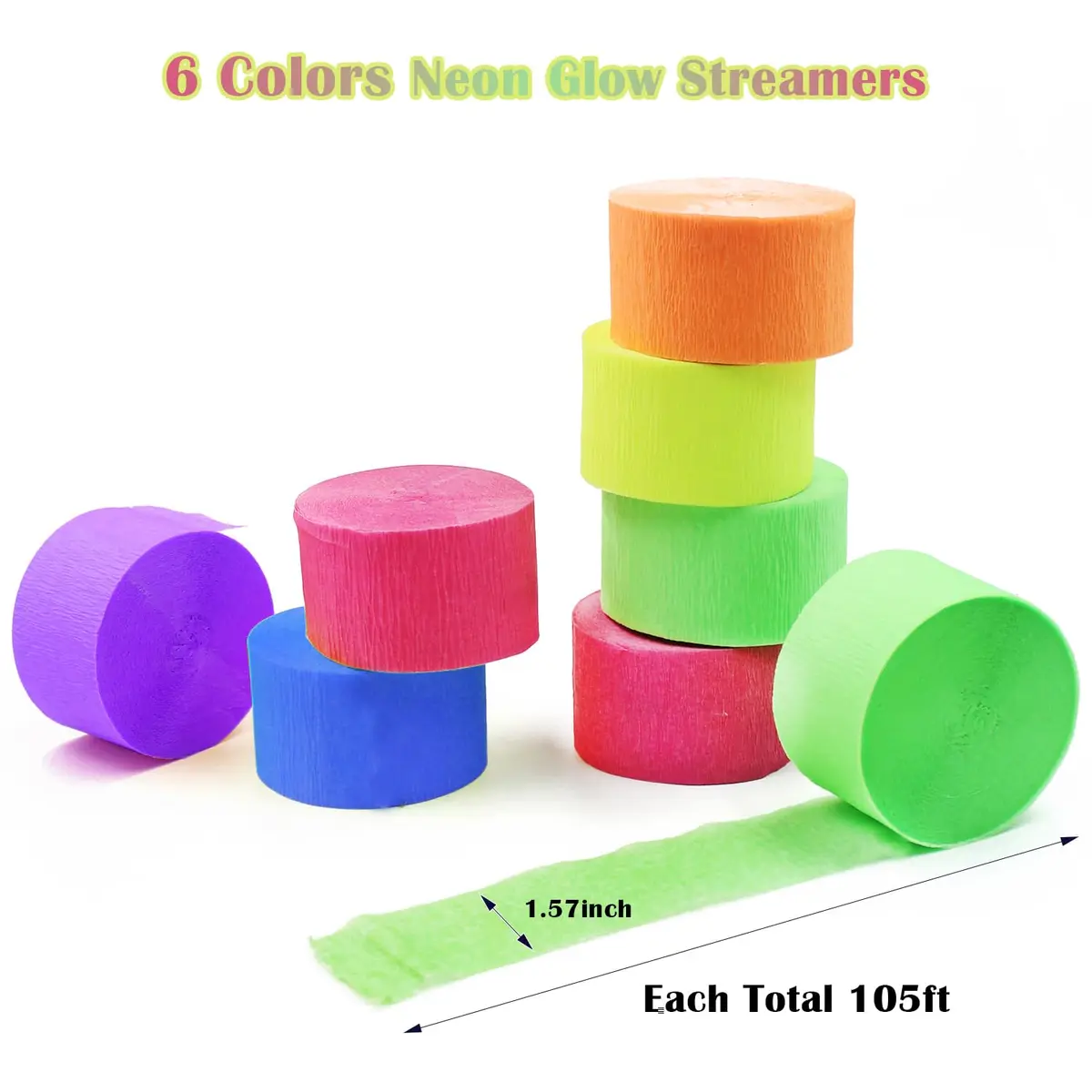MFLUEEWR Black Decorative Ribbon Trim 384m (1260ft) | UV Reactive Neon Paper Streamers for Parties - view 5