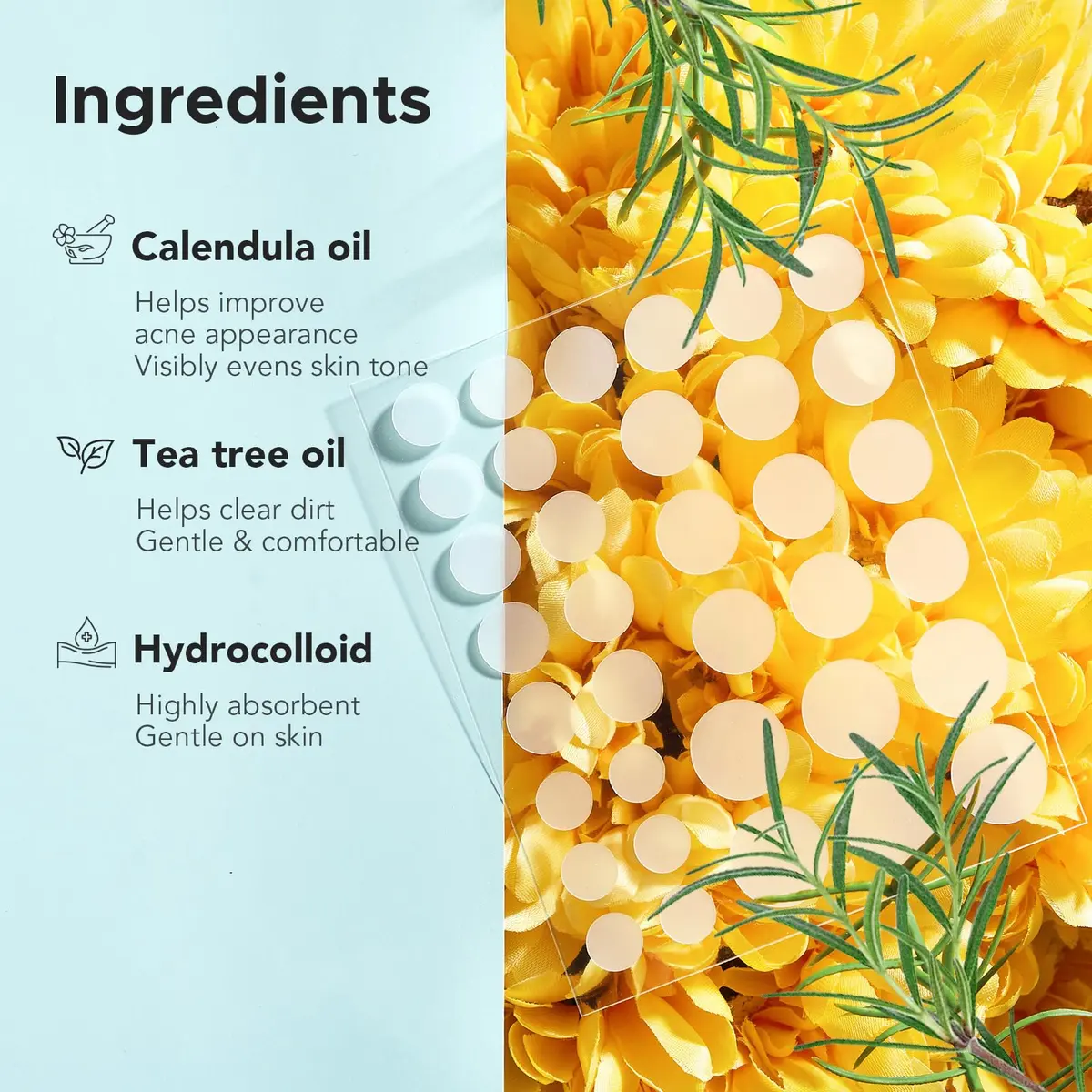 TKTK Acne Patch Hydrocolloid Cover 4 Sizes | Tea Tree & Calendula for All Skin Types - view 3