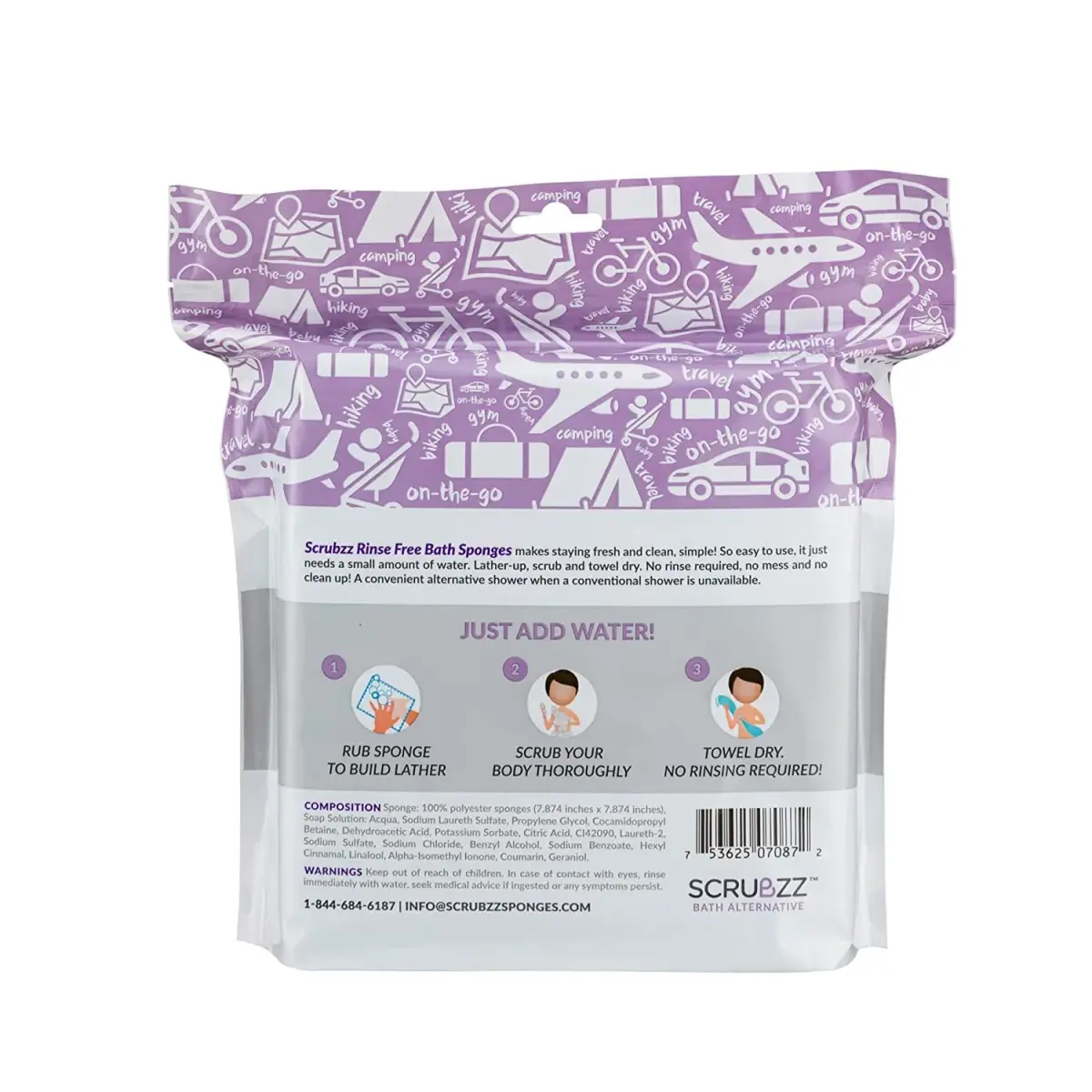 Scrubzz Disposable No Rinse Bathing Wipes 25 Count Lavender | Gentle Cleansing for Impractical Showers - view 7