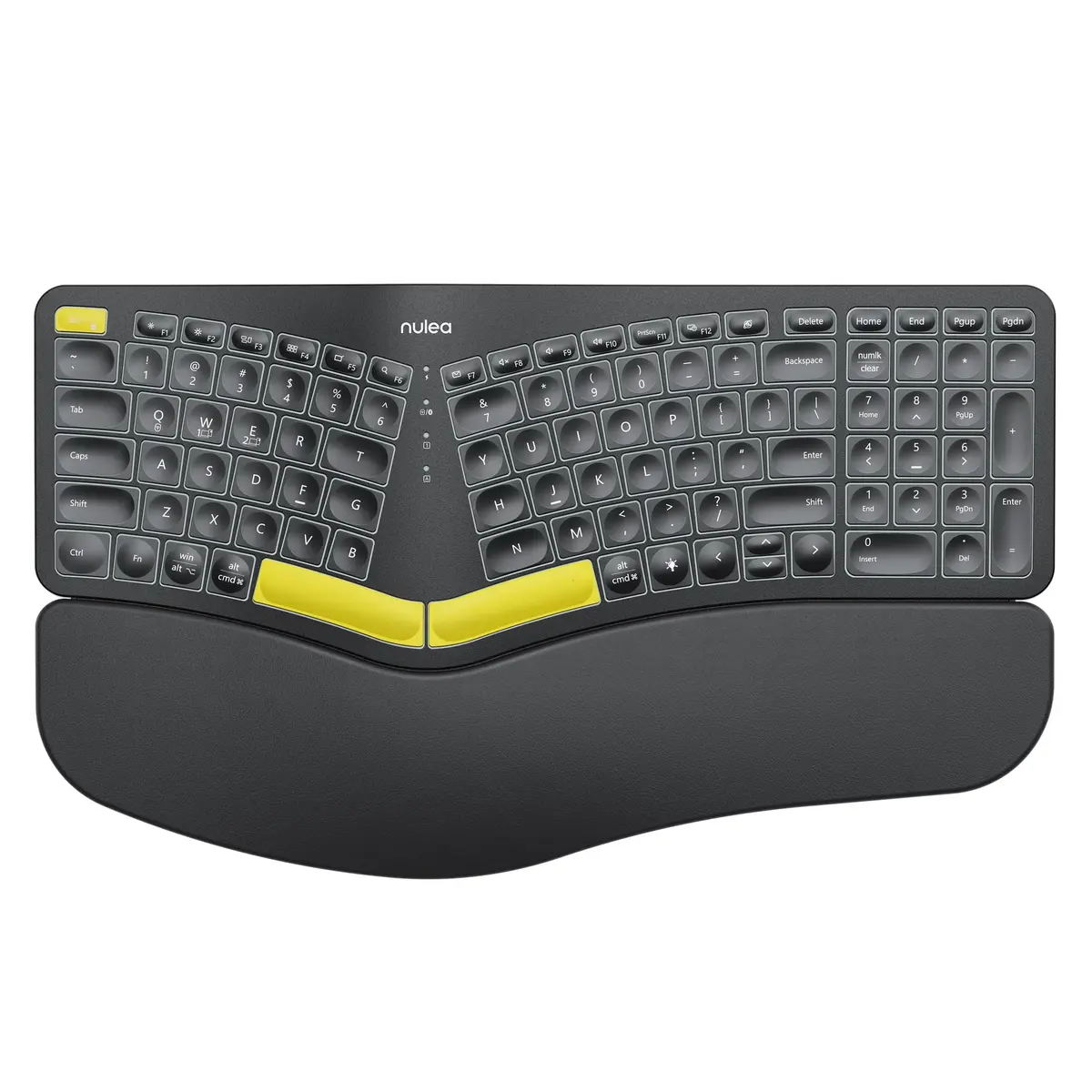 Nulea Ergonomic Split Wireless Keyboard with Wrist Rest 7-Color Backlight - main product image