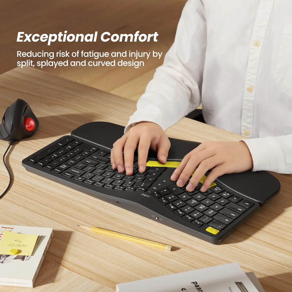 Nulea Ergonomic Split Wireless Keyboard with Wrist Rest 7-Color Backlight - view 2