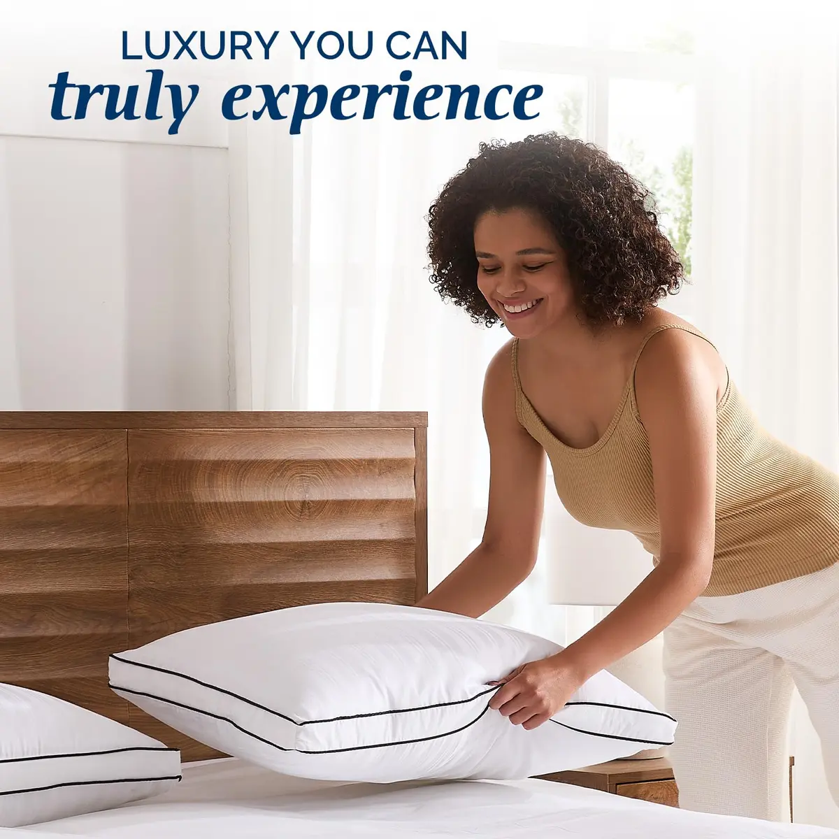 downluxe Goose Feather and Down Pillows King Set of 2 | Ultra-Soft, Ethically-Sourced - view 5