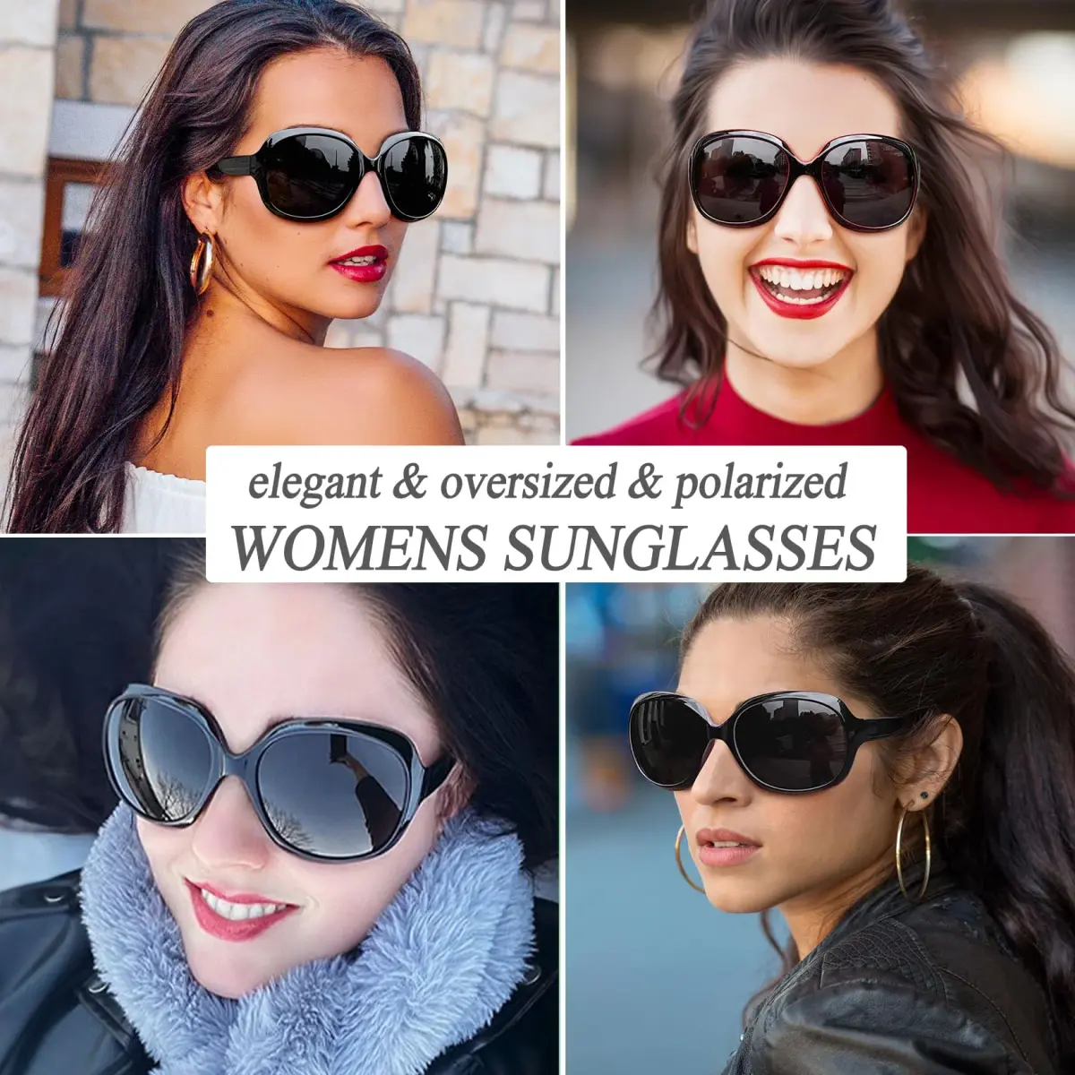 Joopin Oversized Butterfly Sunglasses for Women in Black Red/Grey with Polarized UV400 Protection - view 2