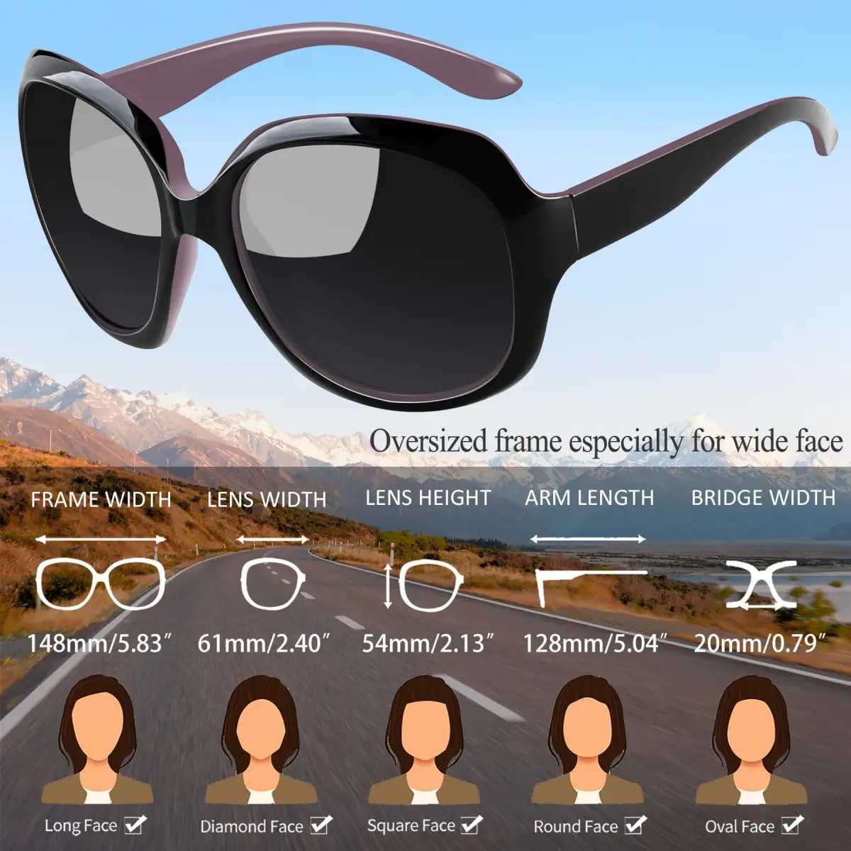 Joopin Oversized Butterfly Sunglasses for Women - Black Purple/Grey Gradient Lenses - view 4