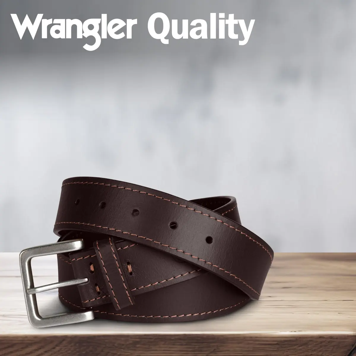 Wrangler Men's Leather Casual Belt for Jeans, Khakis & Dress Pants | Classic Style, Versatile Fit, Brown, 34 (Waist 31-32) - view 5