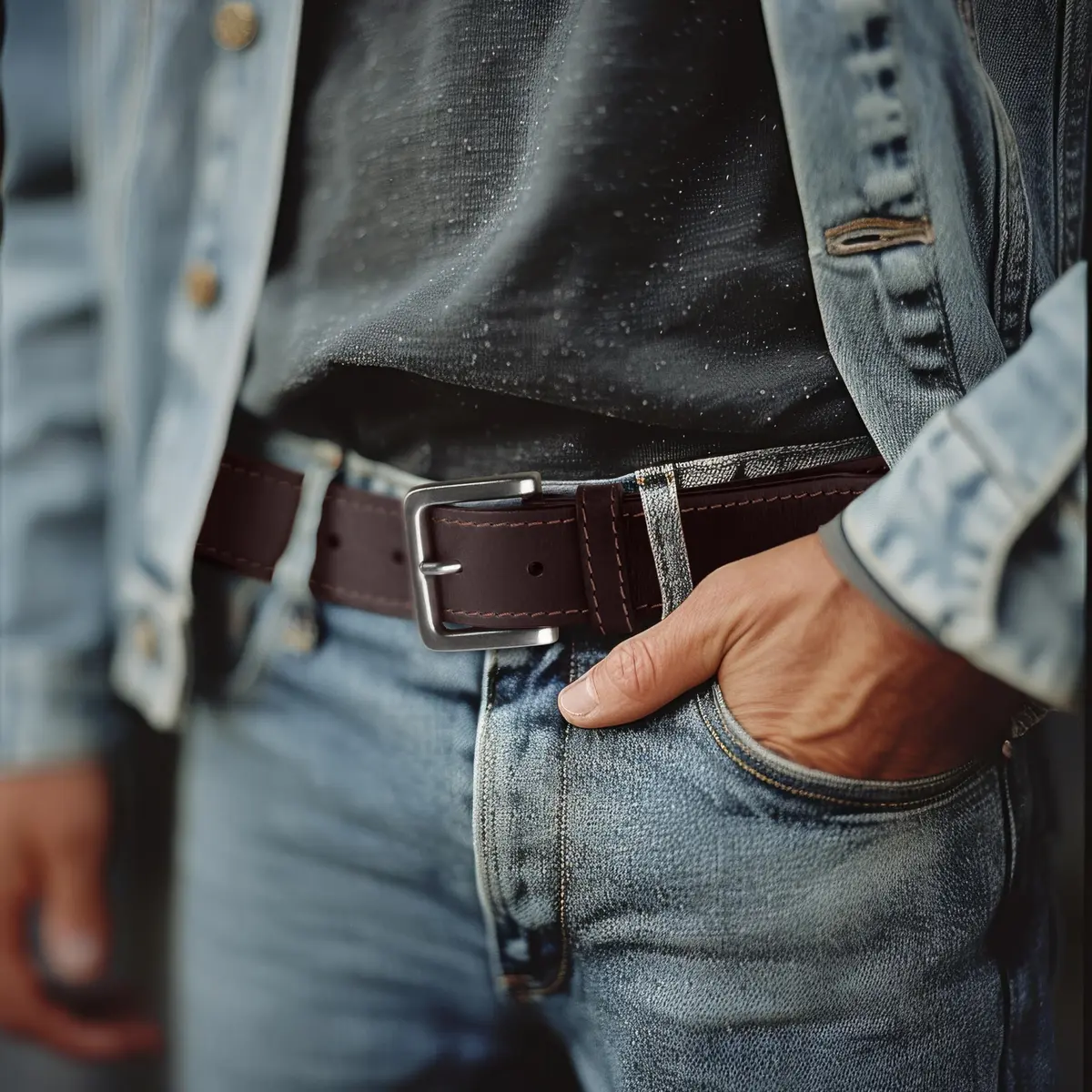 Wrangler Men's Leather Casual Belt for Jeans, Khakis & Dress Pants | Classic Style, Versatile Fit, Brown, 34 (Waist 31-32) - view 4