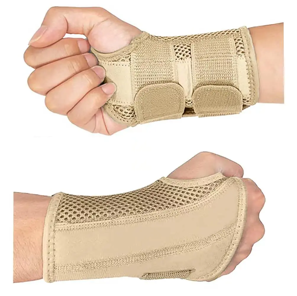 HYCOPROT Ergonomic Wrist Brace for Carpal Tunnel & Pain Relief, S/M Left Hand, Beige | Adjustable Compression Splint for Tendonitis & Arthritis - main product image