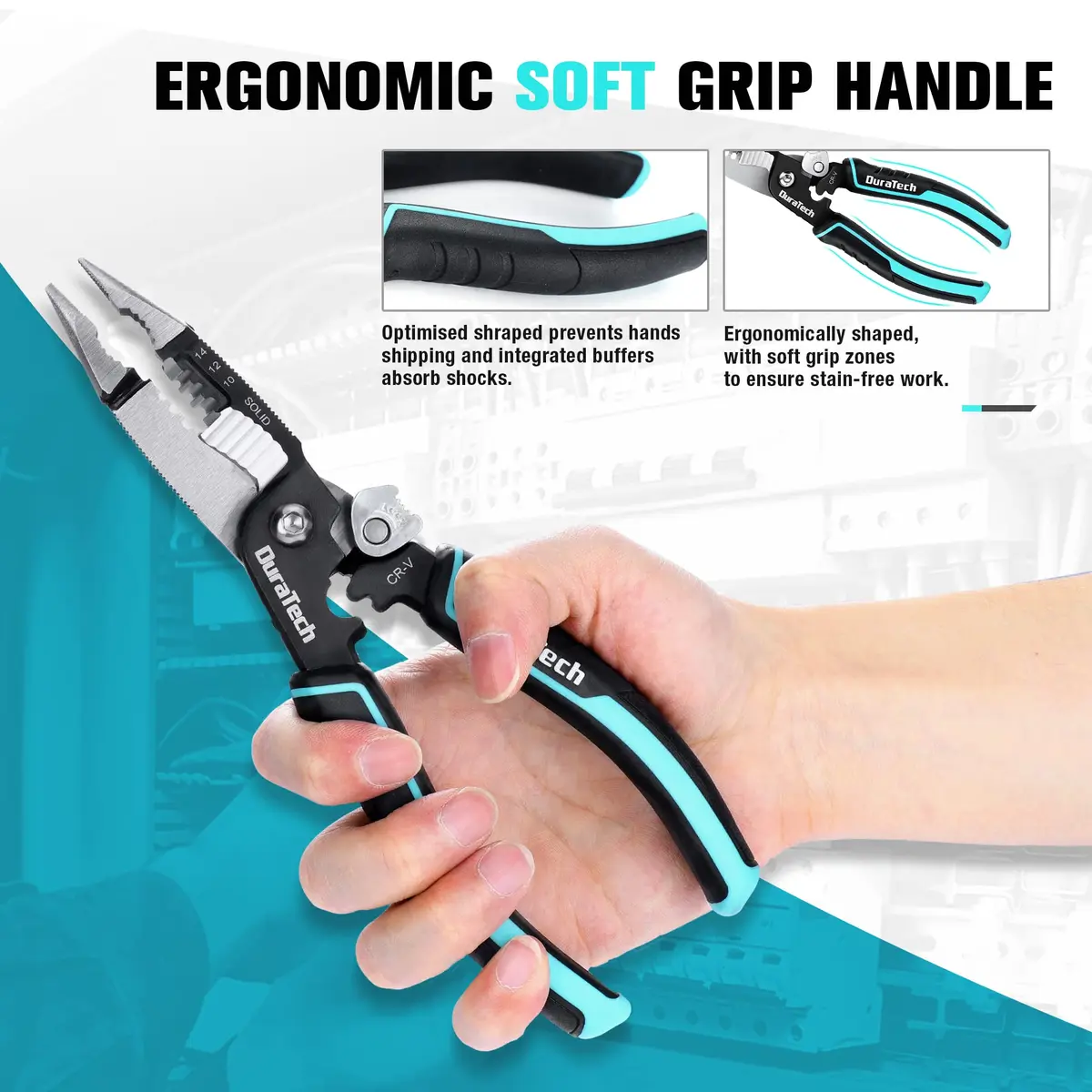 DURATECH 5-in-1 CR-V Wire Stripper for Crimping, 8" Multi-Function Tool | Heavy Duty, Ergonomic, Durable - view 5