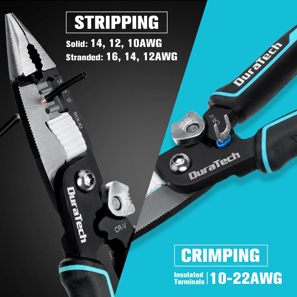 DURATECH 5-in-1 CR-V Wire Stripper for Crimping, 8" Multi-Function Tool | Heavy Duty, Ergonomic, Durable - view 7