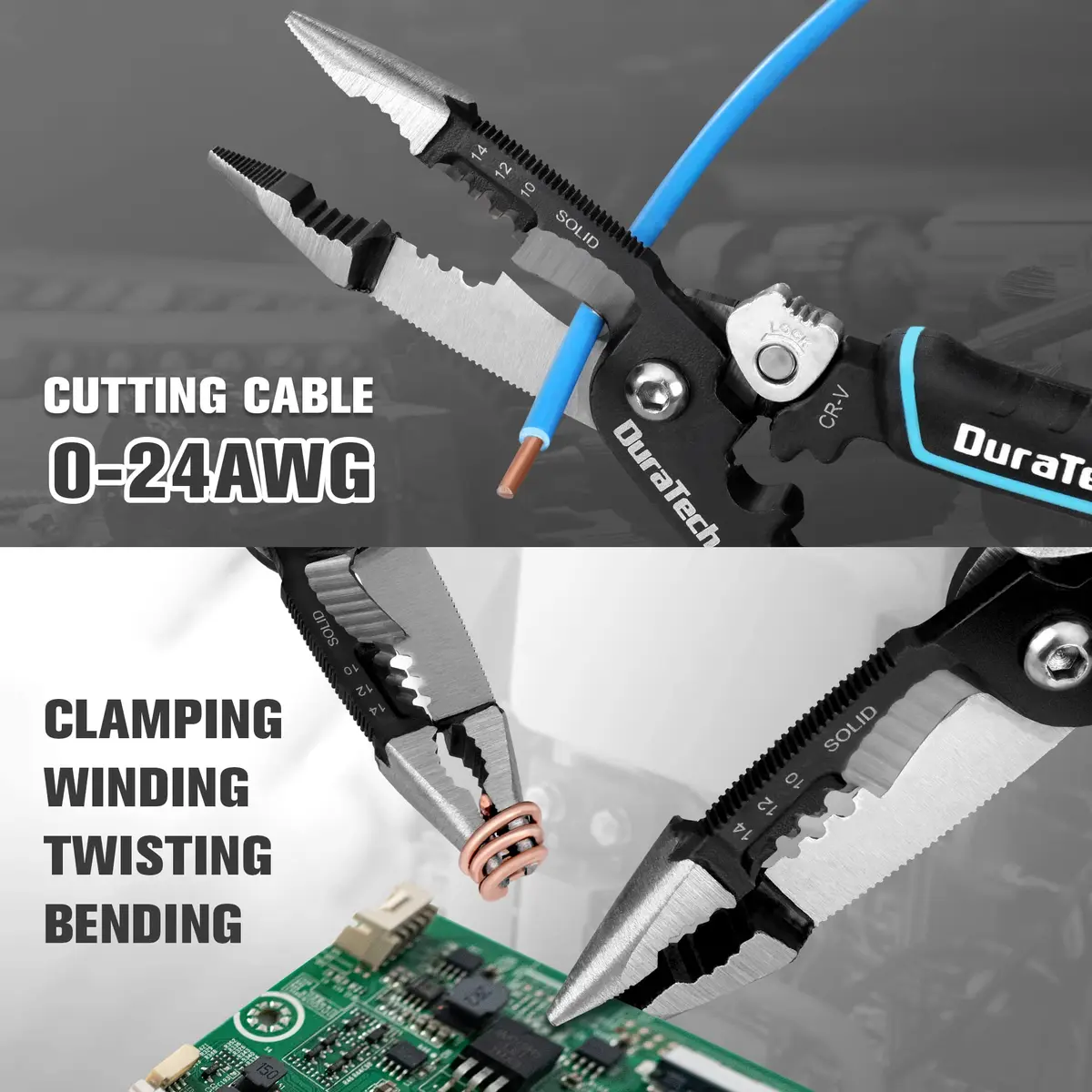 DURATECH 5-in-1 CR-V Wire Stripper for Crimping, 8" Multi-Function Tool | Heavy Duty, Ergonomic, Durable - view 8
