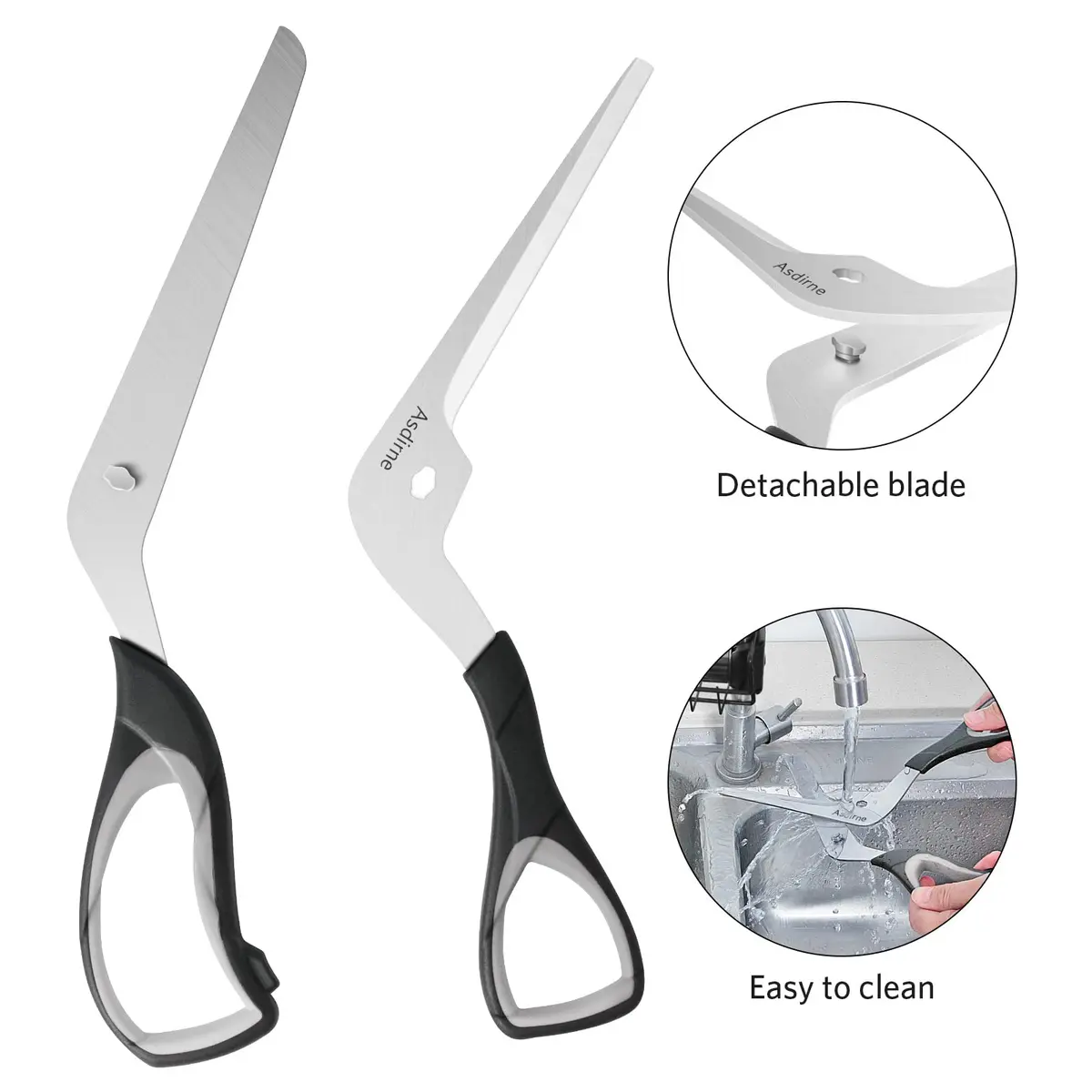 Asdirne Pizza Scissors 10.3" | Ultra Sharp Detachable Blade & Ergonomic Grip - view 3