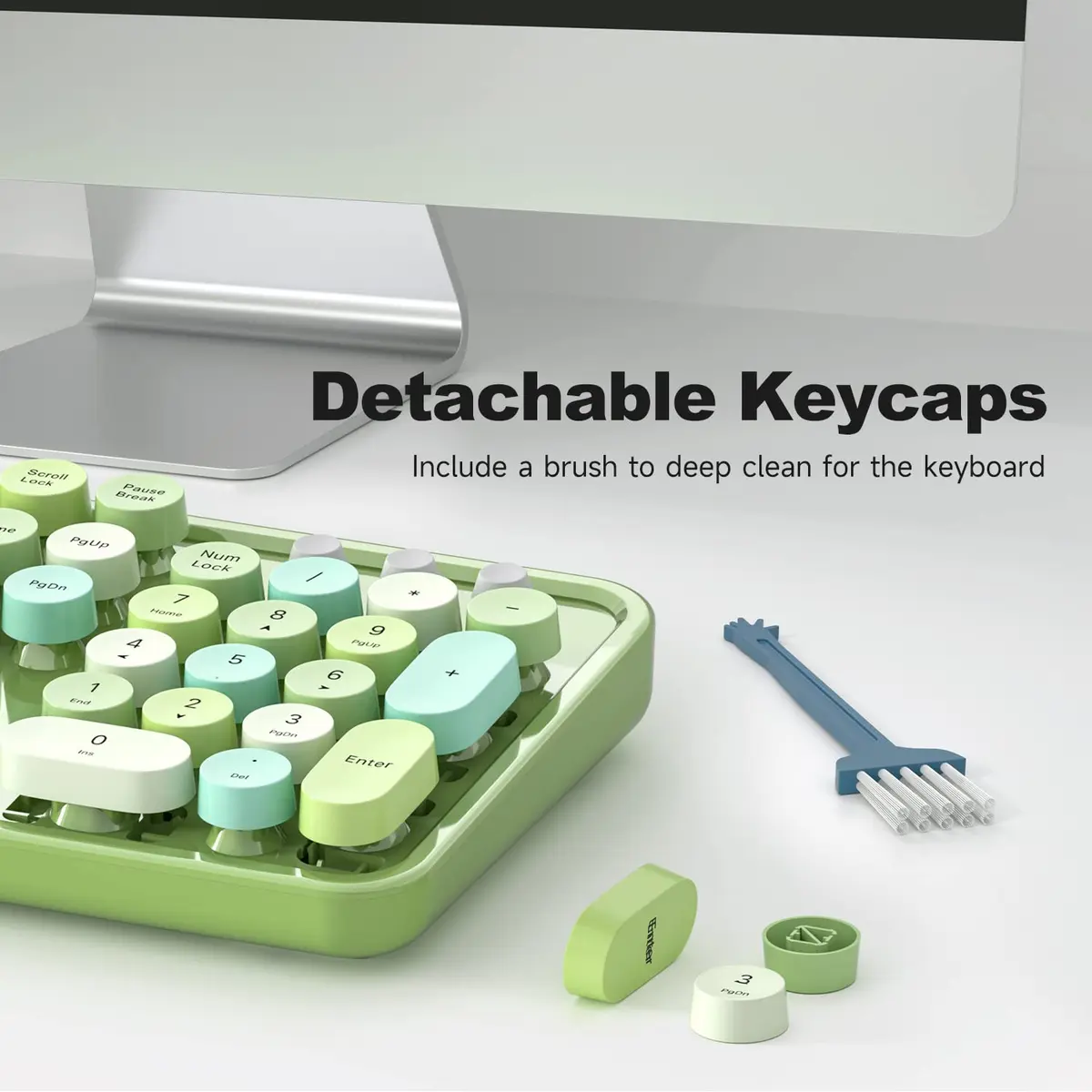 KNOWSQT Wired Computer Keyboard - Green Colorful Retro Full Size Round Keycaps Plug and Play Typewriter Style Keyboard - view 7