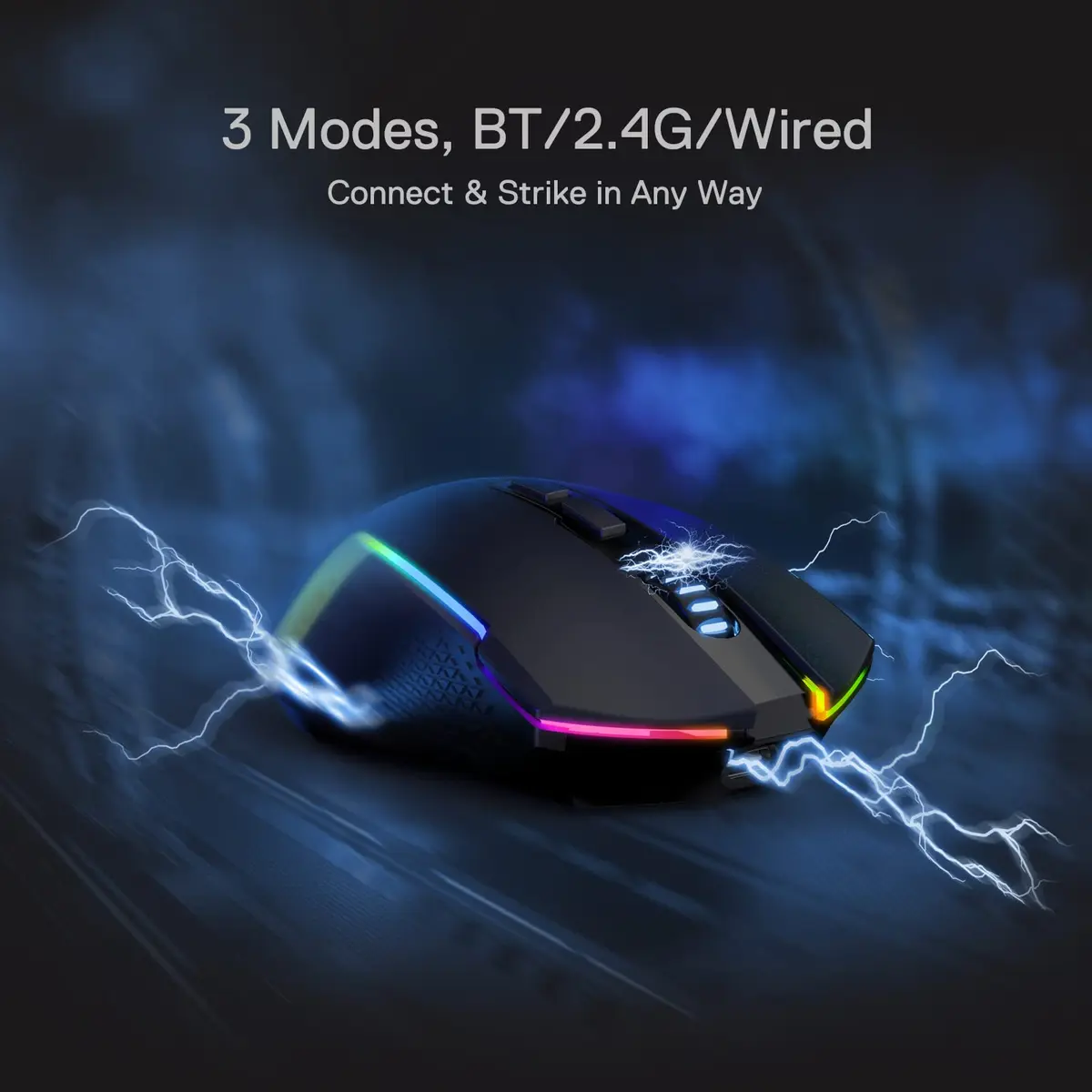 Redragon M693 Wireless Gaming Mouse 8000 DPI, 7 Macro Buttons, 3-Mode Connection | PC & Mac Gaming Mouse - view 3