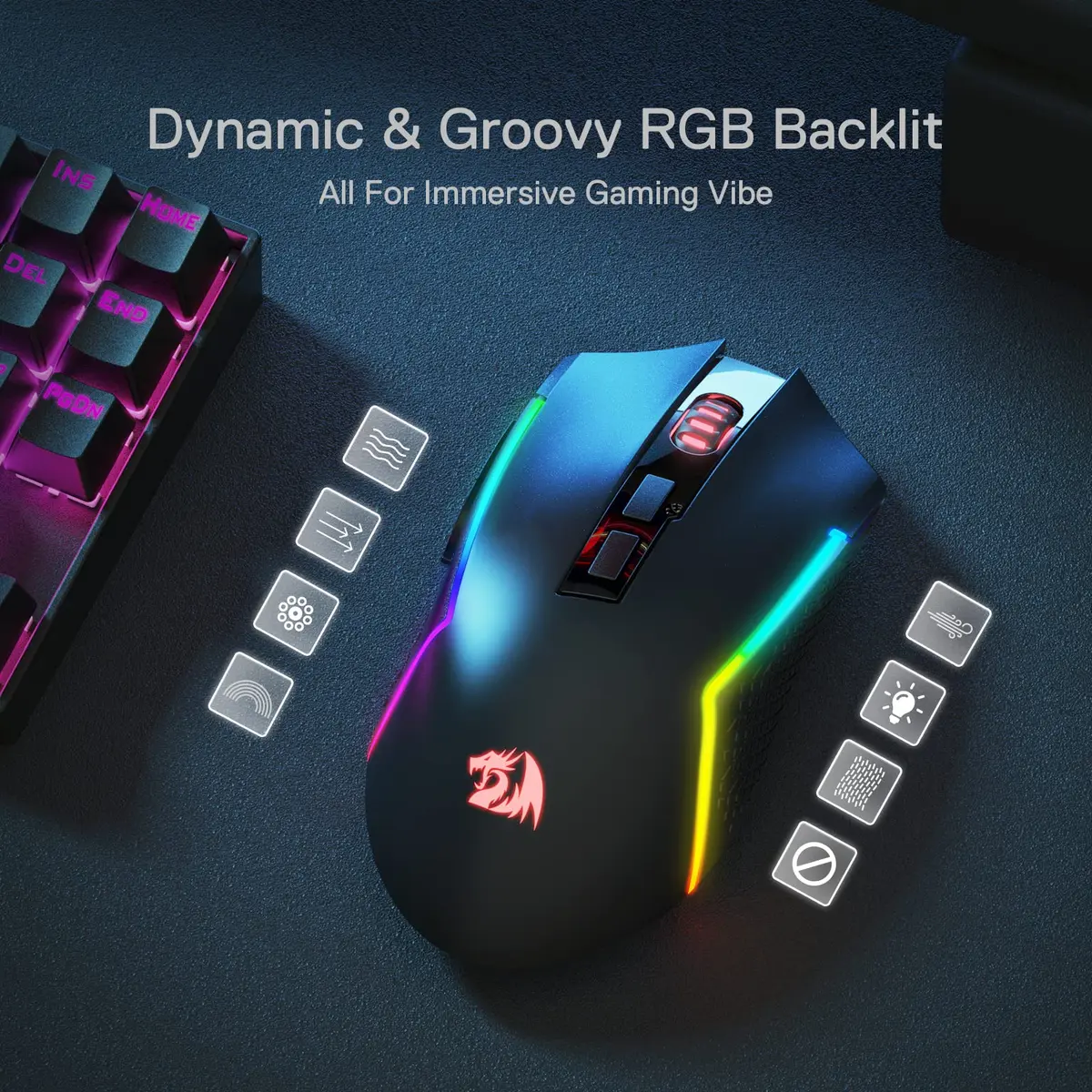 Redragon M693 Wireless Gaming Mouse 8000 DPI, 7 Macro Buttons, 3-Mode Connection | PC & Mac Gaming Mouse - view 4