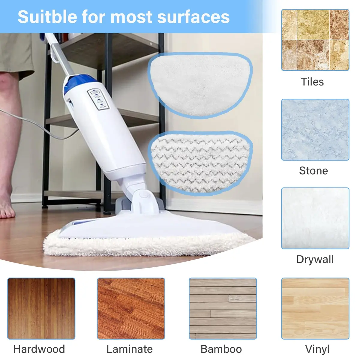 Tivcroxs 12 Pack 1940 Steam Mop Replacement Pads for Bissell Powerfresh Steam Mop 1940 1440 1806 1544 2075 2685A 2814 Series, Model 19402 19404 19408 19409 1940A 1940F 1940Q 1940T 1940W B0006 B0017 2075A - view 6