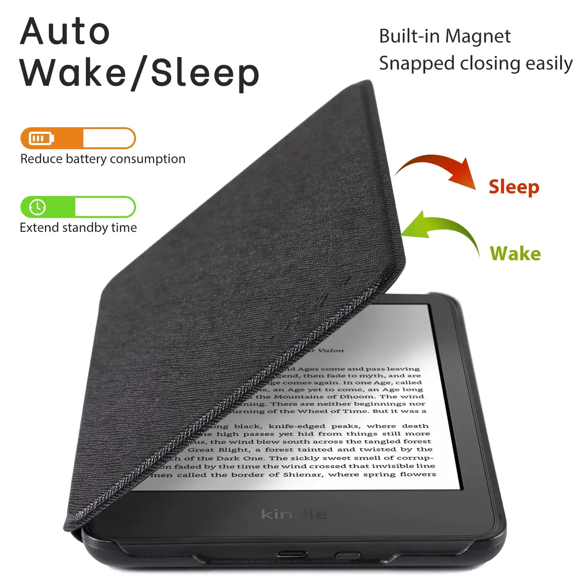 CoBak Case for 6" Kindle Basic 11th Gen 2024/2022 | Auto Wake & Sleep, Waterproof PU Leather - view 2