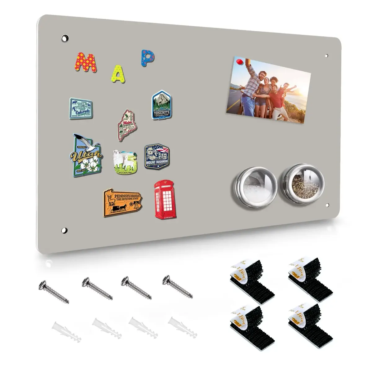 HYHOSHI Magnetic Board 44.5 cm x 29 cm (17.5" x 11.4") | Gray Metal Bulletin Board for Notes, Photos, Magnets - main product image