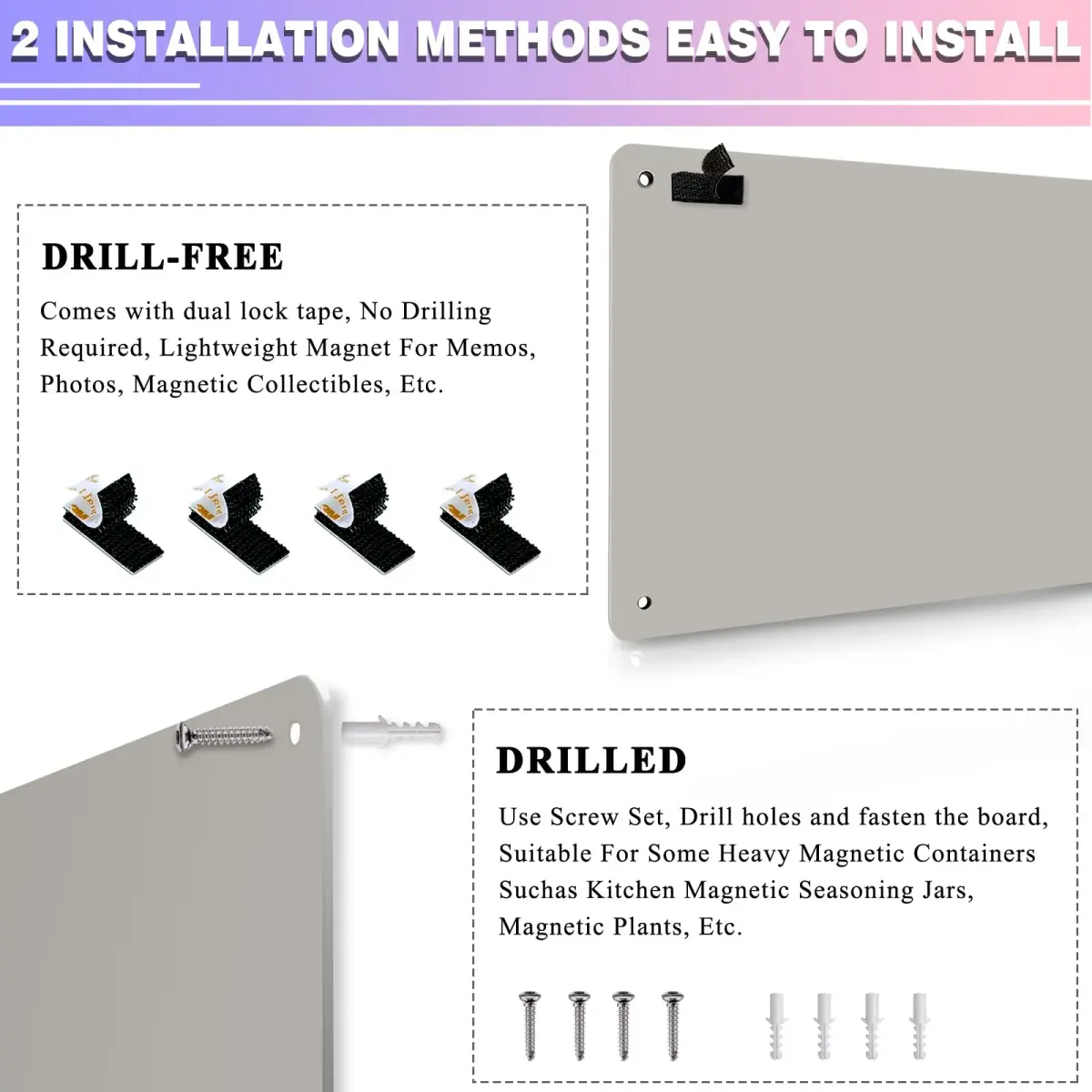 HYHOSHI Magnetic Board 44.5 cm x 29 cm (17.5" x 11.4") | Gray Metal Bulletin Board for Notes, Photos, Magnets - view 3
