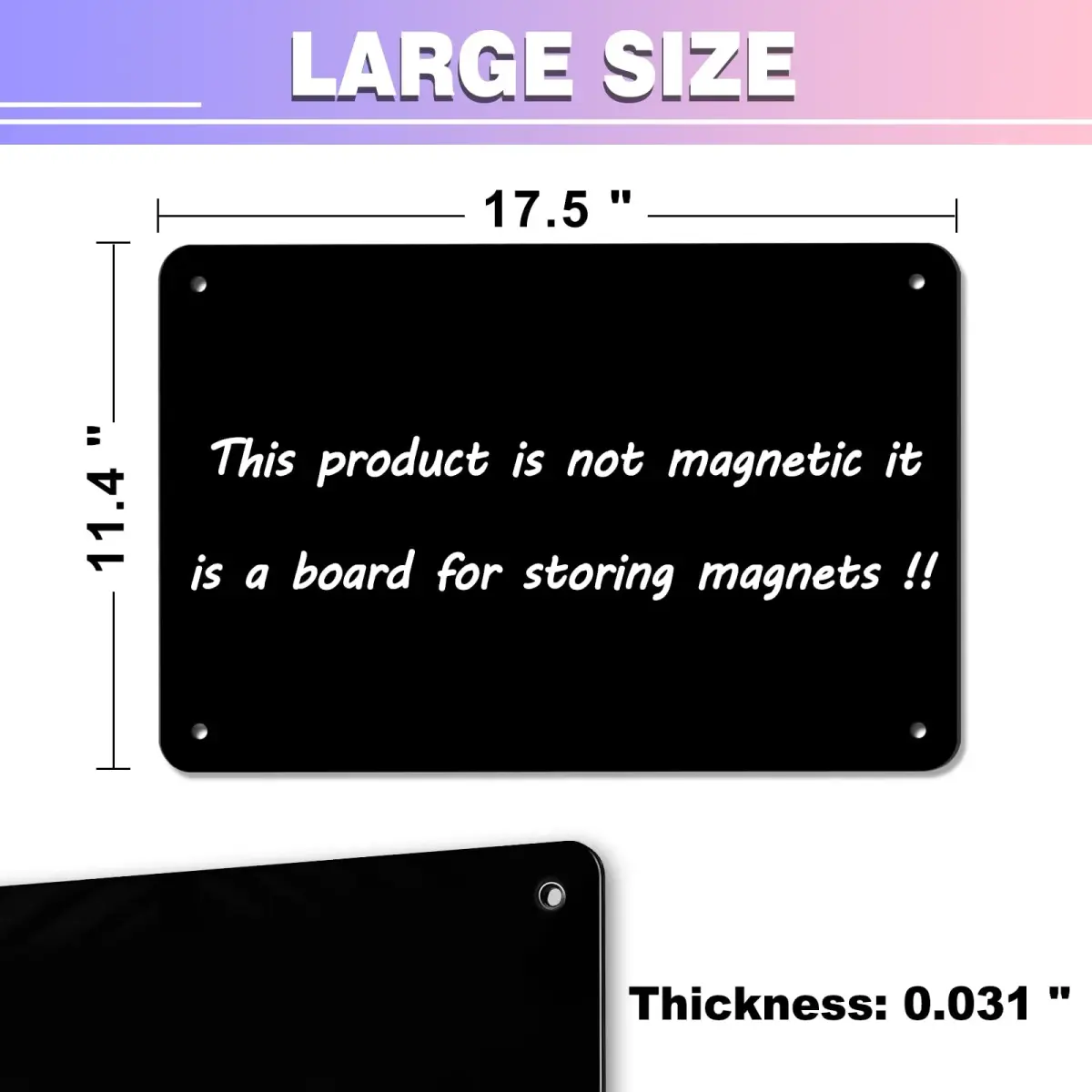 HYHOSHI Black Magnetic Board 44.5cm x 29cm (2-Pack) | Display Photos, Notes, and Magnets - view 2