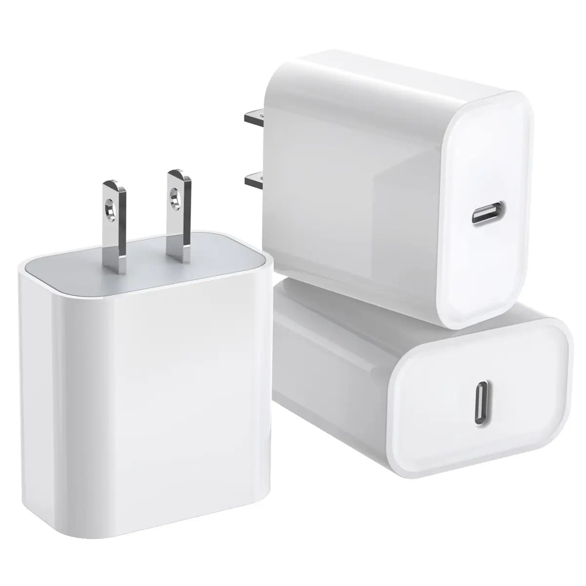 DelTucci 3Pack USB C Charger Blocks 20W | Fast Charging Power Delivery for iPhone & Android - main product image