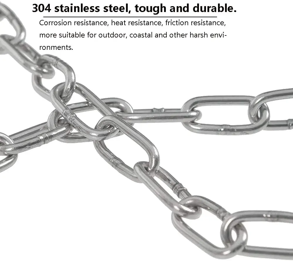 4every SUS304 Stainless Steel Chain 2mm x 3m (0.08" x 9.8ft) | Light Duty Utility Chain for Home & Outdoor Use - view 4