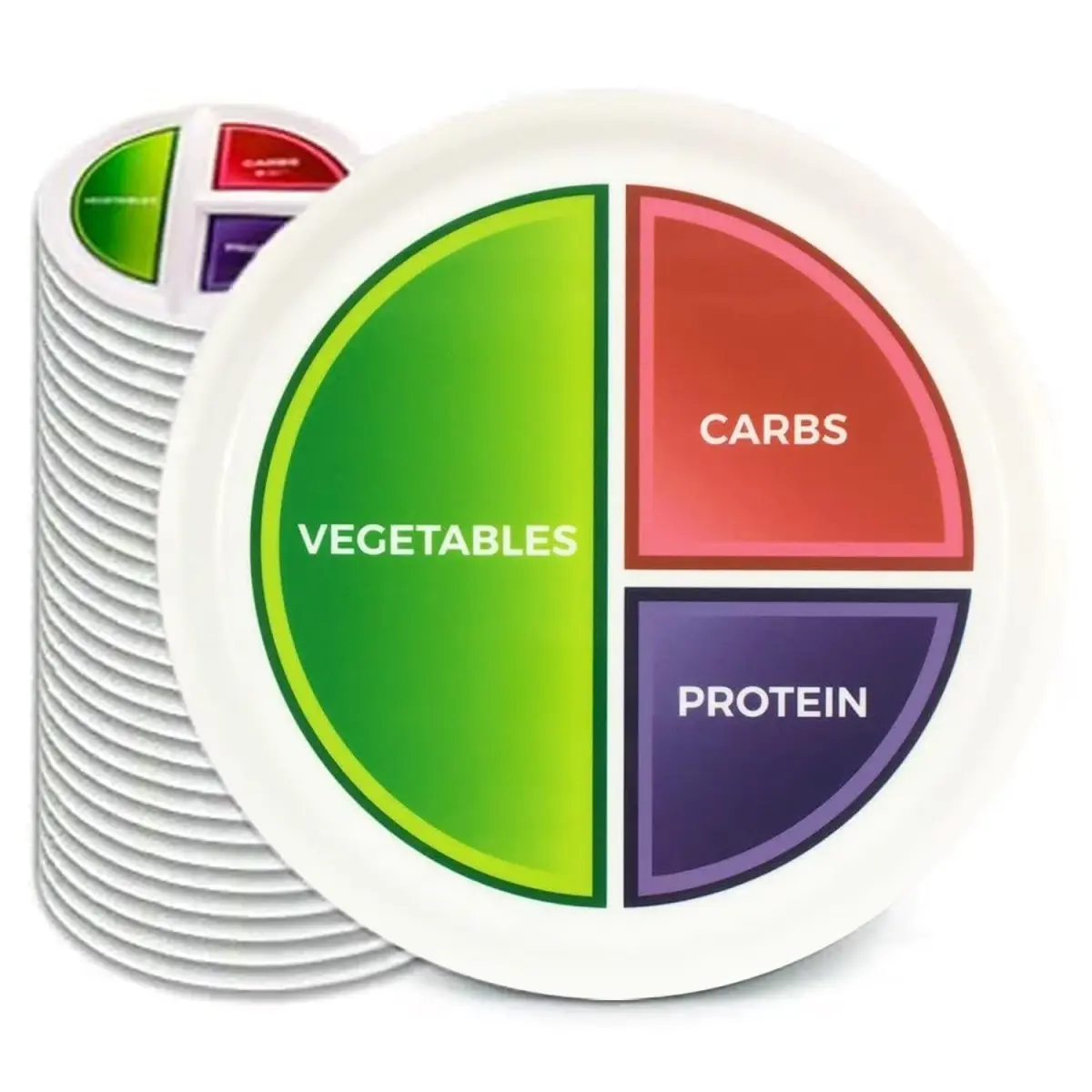 Health Beet Macro Diet Portion Control Plates (48-Pack) | 3 Compartments for Balanced Eating - main product image