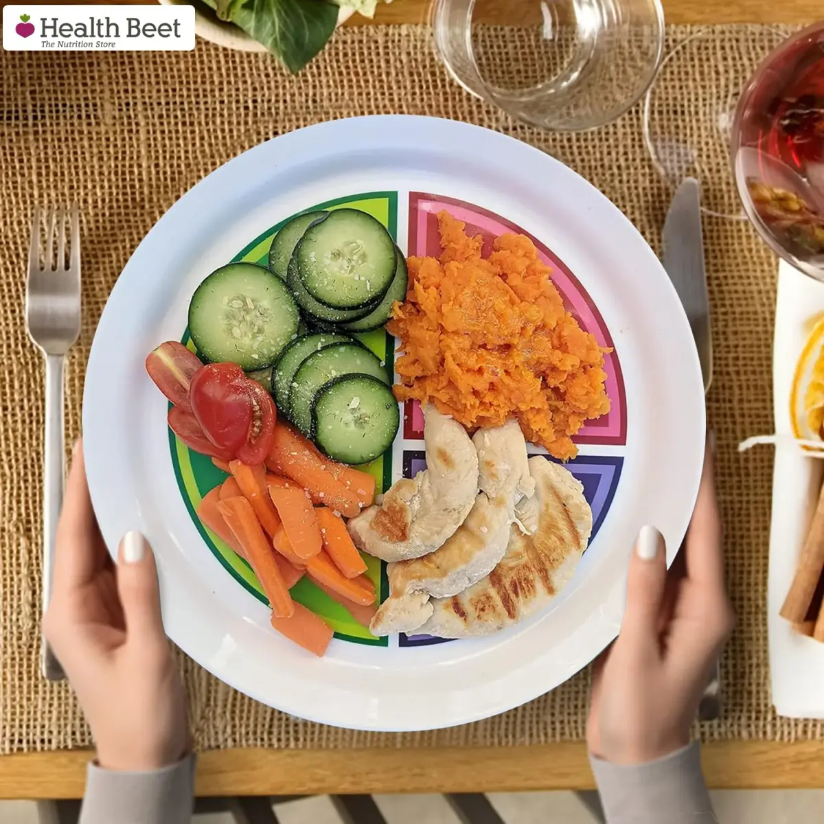 Health Beet Macro Diet Portion Control Plates (48-Pack) | 3 Compartments for Balanced Eating - view 5