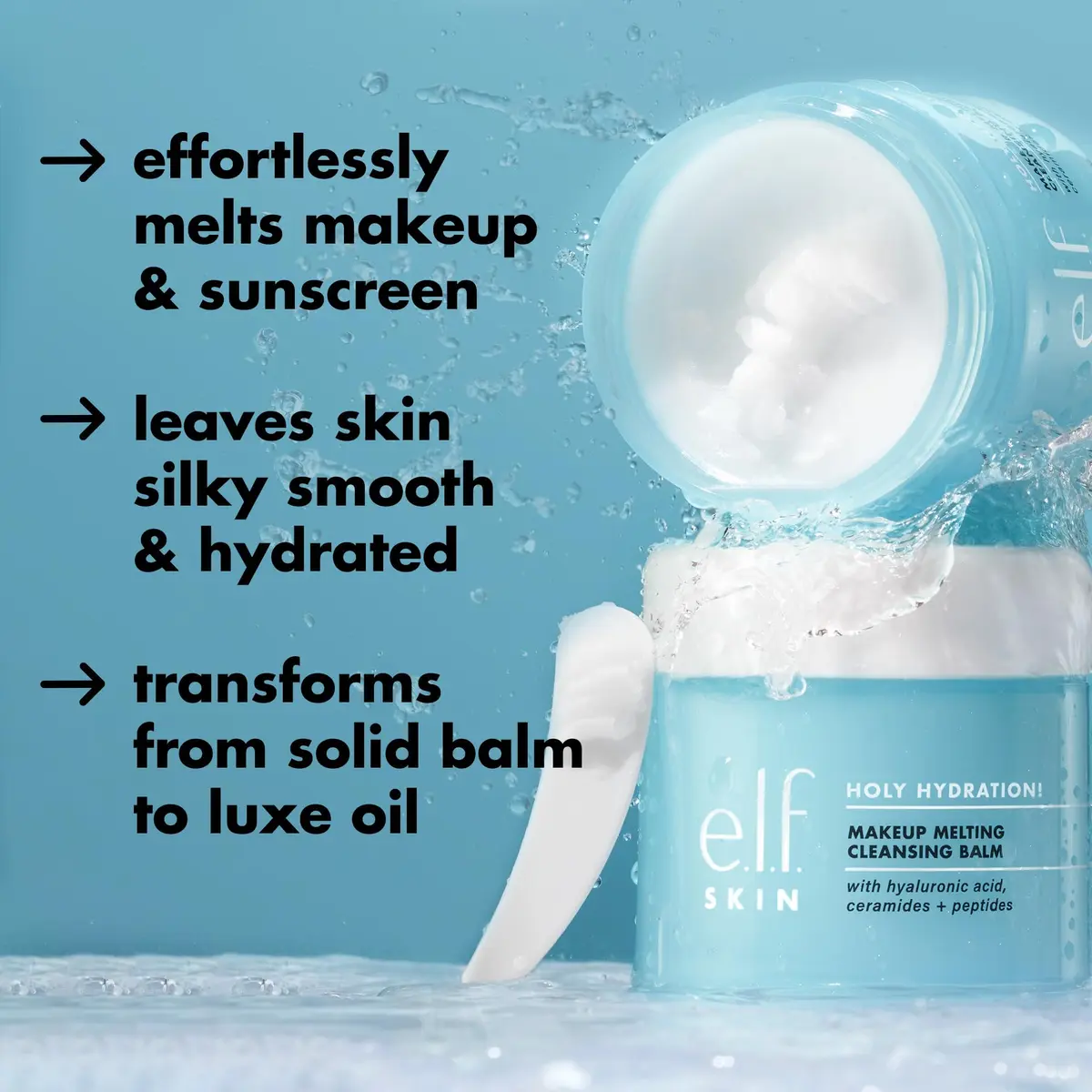 e.l.f. SKIN Mini Holy Hydration Makeup Melting Cleansing Balm 110ml (0.45 Oz) | Melts Makeup & Hydrates Skin - view 4