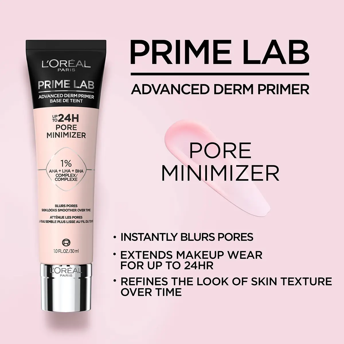 L'Oreal Paris Prime Lab Pore Minimizer Face Primer 1.01 Fl Oz | Extends Makeup & Refines Skin - view 2