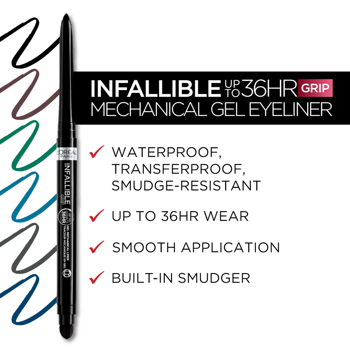 Beco Eyelid Color Gel Eyeliner Pencil 0.01 Oz | Smudge-Resistant Waterproof 36HR Wear - view 6