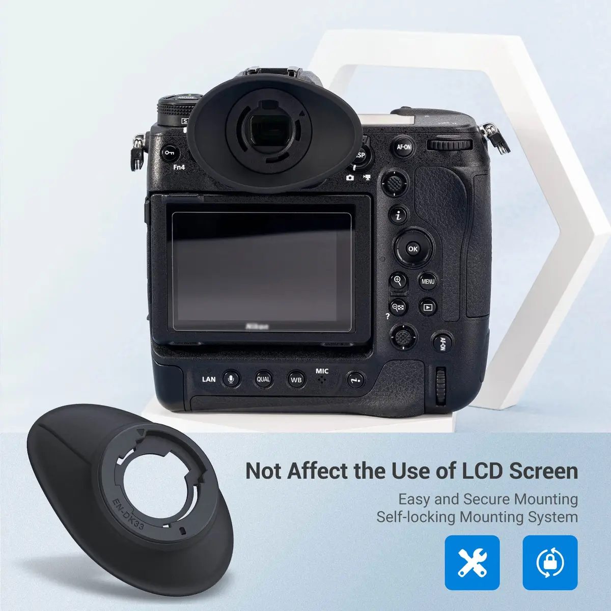 JJC 360° Rotatable Eyecup for Nikon Z8 Z9 Zf Cameras | Extended Oval Viewfinder Eye Cup 21.9mm - view 7