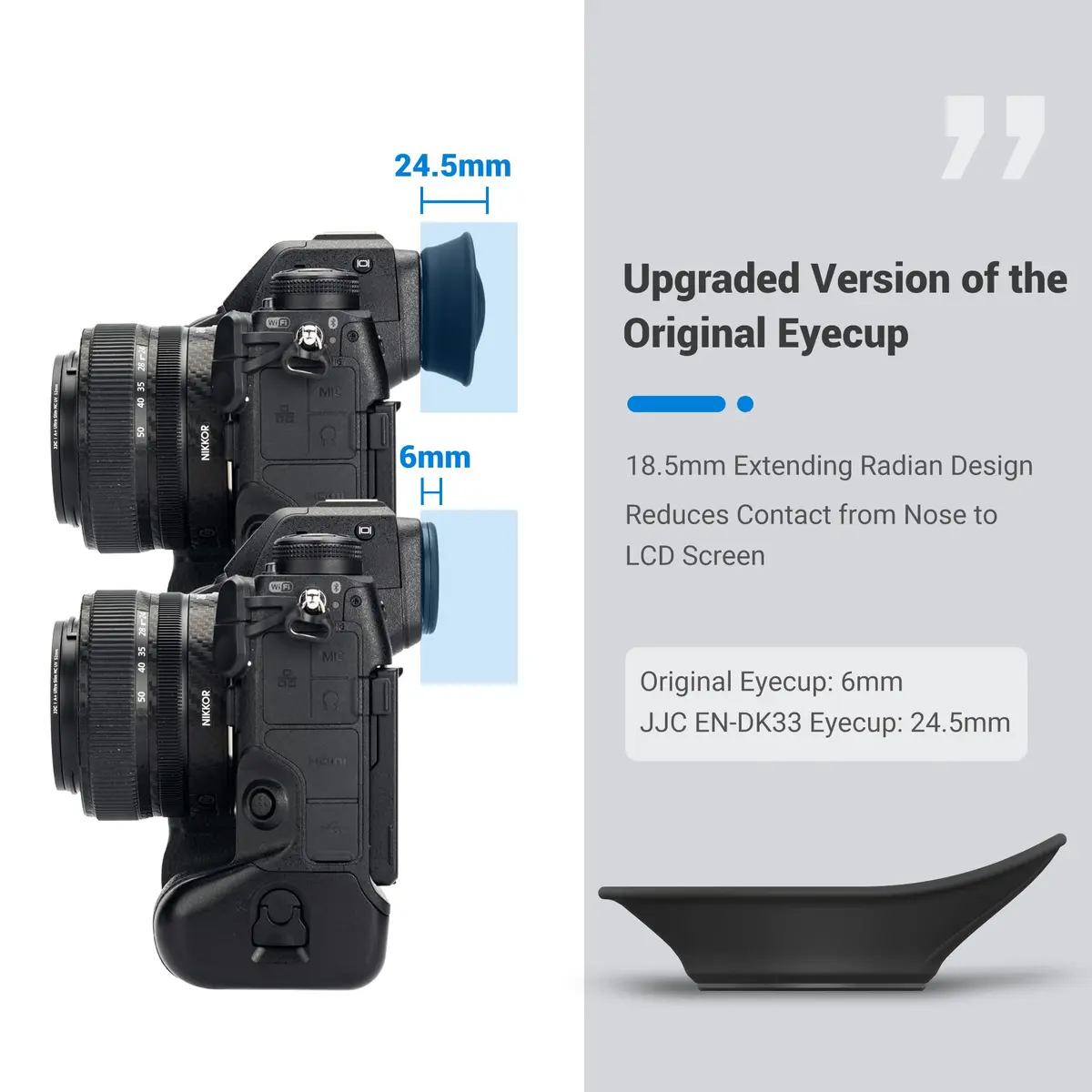 JJC 360° Rotatable Eyecup for Nikon Z8 Z9 Zf Cameras | Extended Oval Viewfinder Eye Cup 21.9mm - view 2