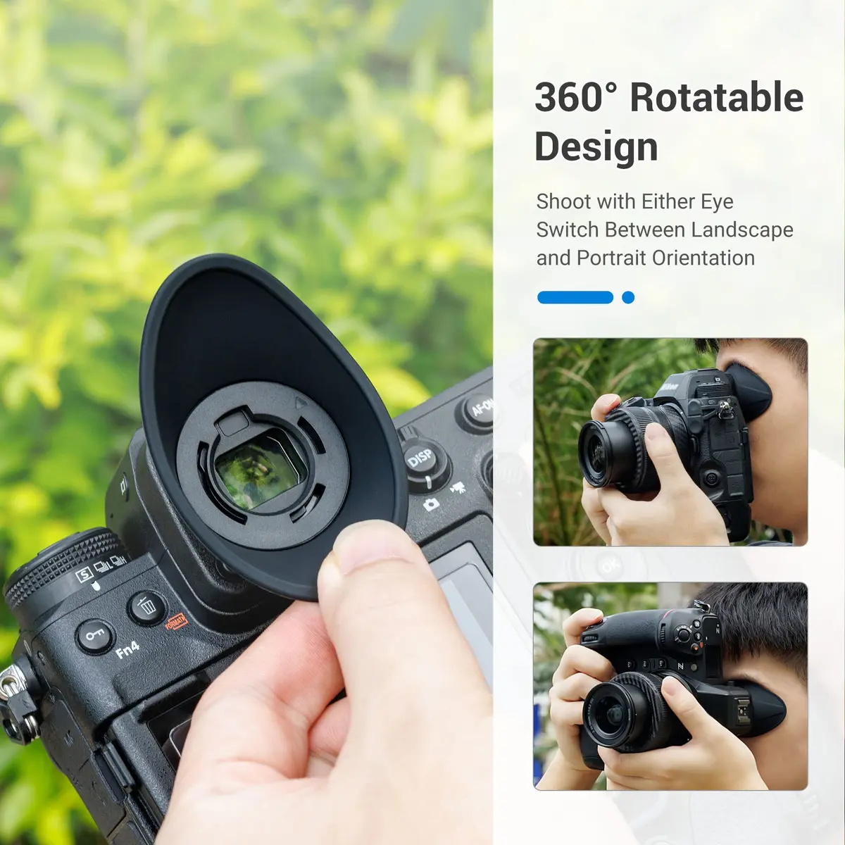 JJC 360° Rotatable Eyecup for Nikon Z8 Z9 Zf Cameras | Extended Oval Viewfinder Eye Cup 21.9mm - view 3