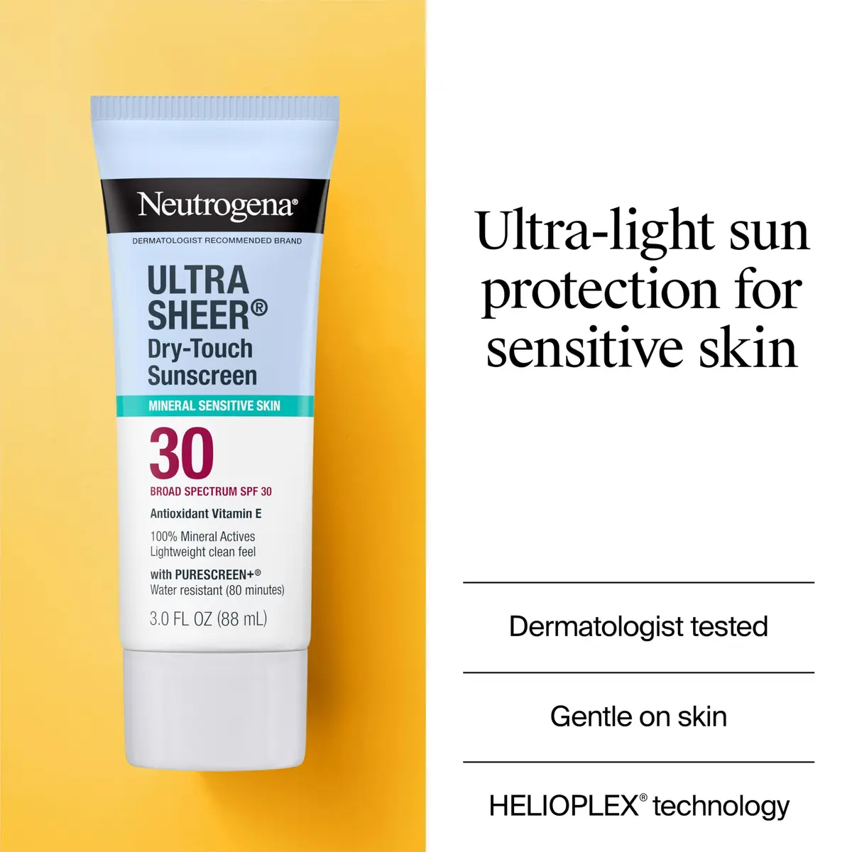 Neutrogena Ultra Sheer Dry-Touch Mineral Sunscreen SPF 30 89ml (3 fl oz) | Broad Spectrum UVA/UVB Protection - view 3