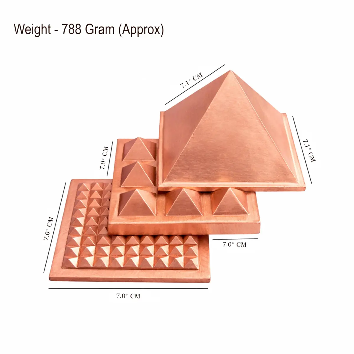 Tree Maison Vastu 3 Layer Copper Pyramid 7.6 cm (3 Inch) | Balances Energy Fields - view 2