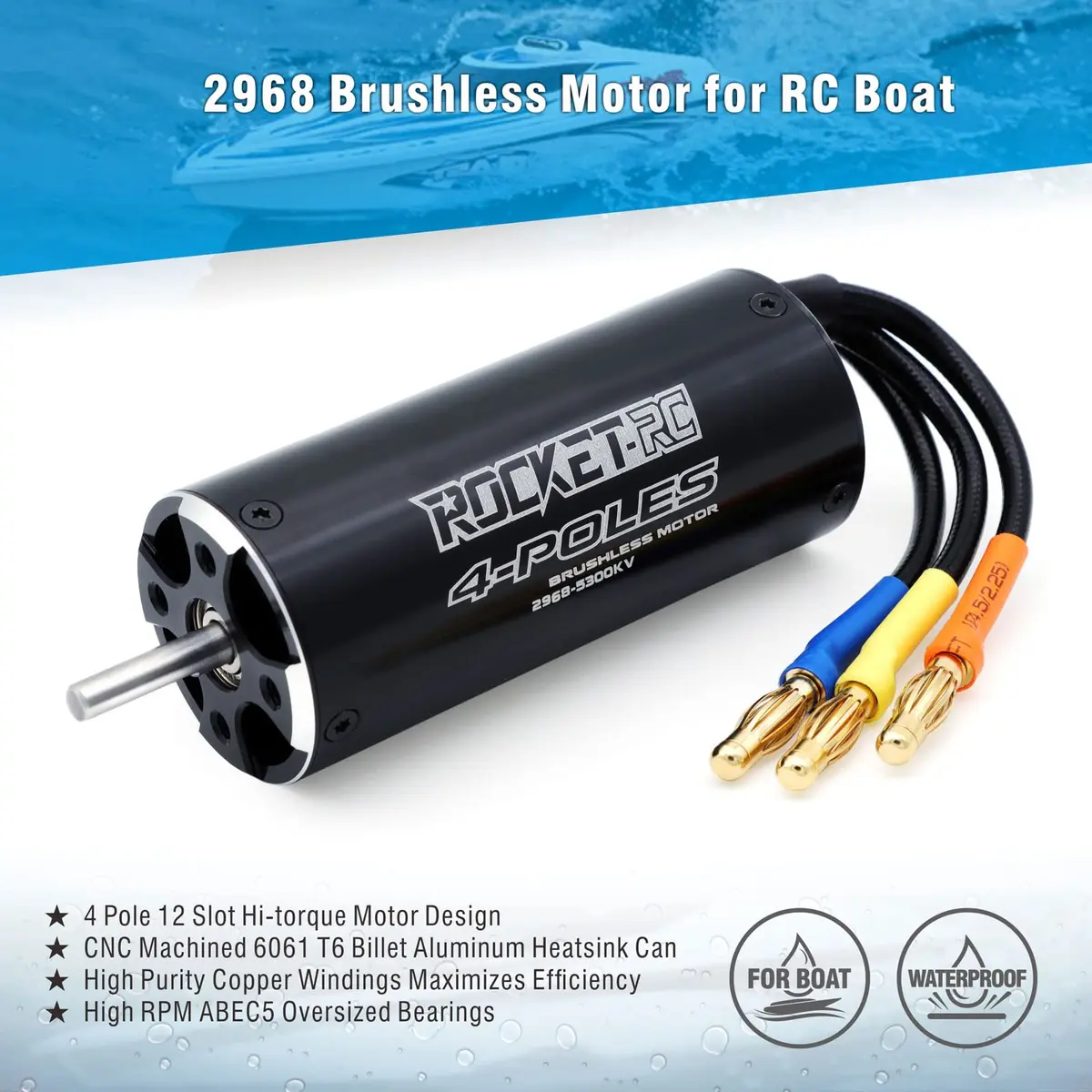 Surpass Hobby RC Boat Motor 5300KV Aluminum Heat Sink | High RPM, Low Noise, Durable (70-120 chars) - view 2