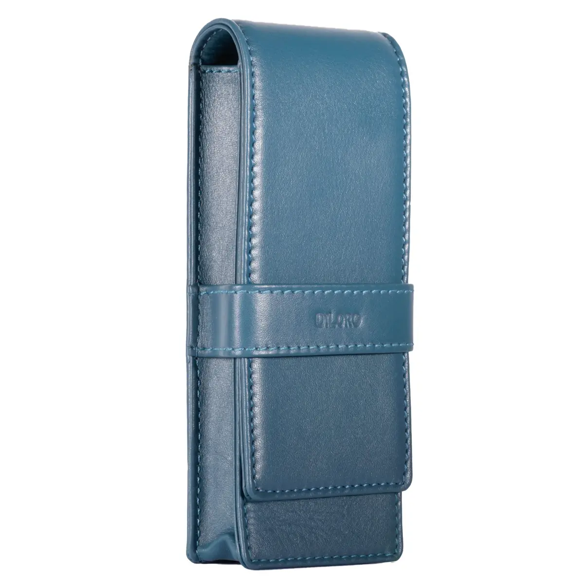 DiLoro Leather Triple Pen Case Pencil Pouch Holder for Three Fountain Ballpoint Rollerball Pens and Pencils (Sololio Blue) | Full Grain Napa Leather Travel Organizer - view 2