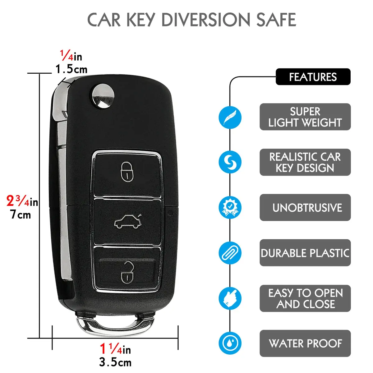 LUEXBOX 2 Pack Fake Car Key Secret Safe Containers | 7.5cm x 3.5cm x 1.5cm (Interior: 3.7cm x 2.2cm x 0.6cm) - view 2