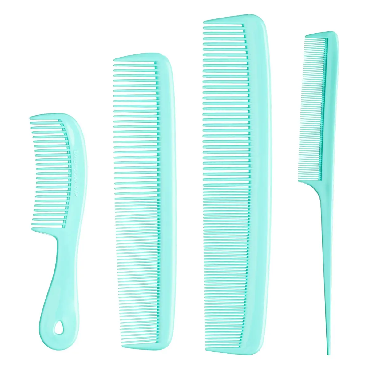 Mars Wellness 4 Piece Professional Green Comb Set | Barber Quality Styling, Detangling, and Backcombing Combs - main product image