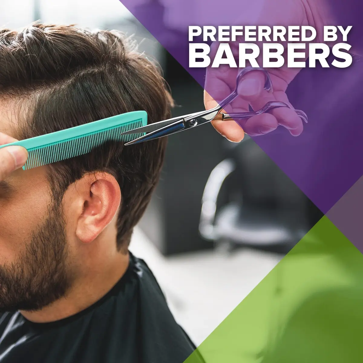 Mars Wellness 4 Piece Professional Green Comb Set | Barber Quality Styling, Detangling, and Backcombing Combs - view 7