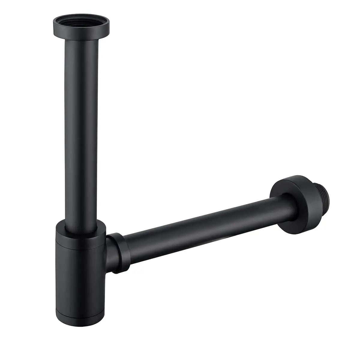 SEABEFORE Brass Round Bottle P-Trap 1 1/4, Adjustable Basin Sink Waste Drain Trap Kit, Matte Black P Trap | Height Adjustable, Solid Brass, Easy Install - main product image