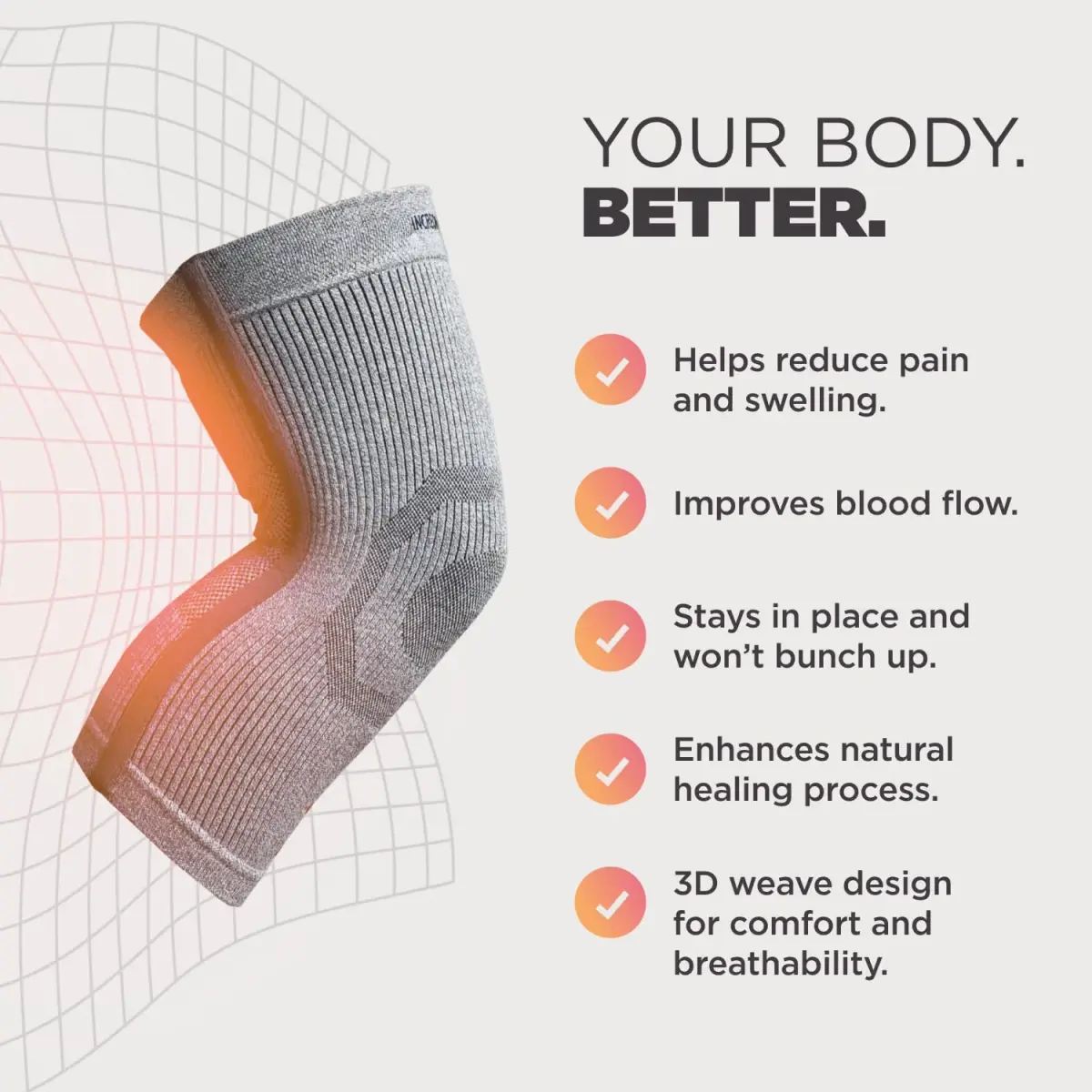 Incrediwear Red Knee Sleeve - Medium | FDA Approved Orthopedic Brace for Joint Pain Relief - view 3