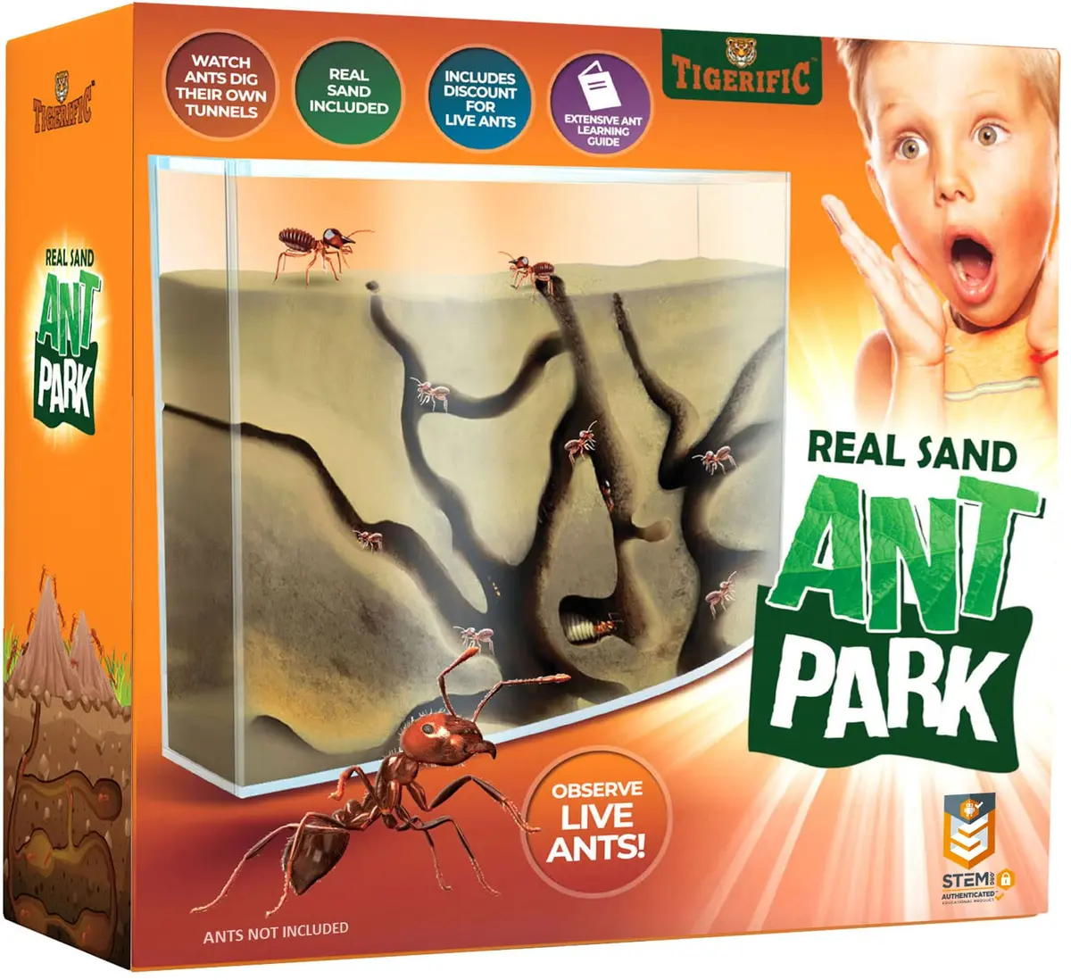 Tigerific Ant Farm for Live Ants Habitat Set 780g (1.72 lb) | Watch Ants Dig Tunnels & Carry Sand - main product image