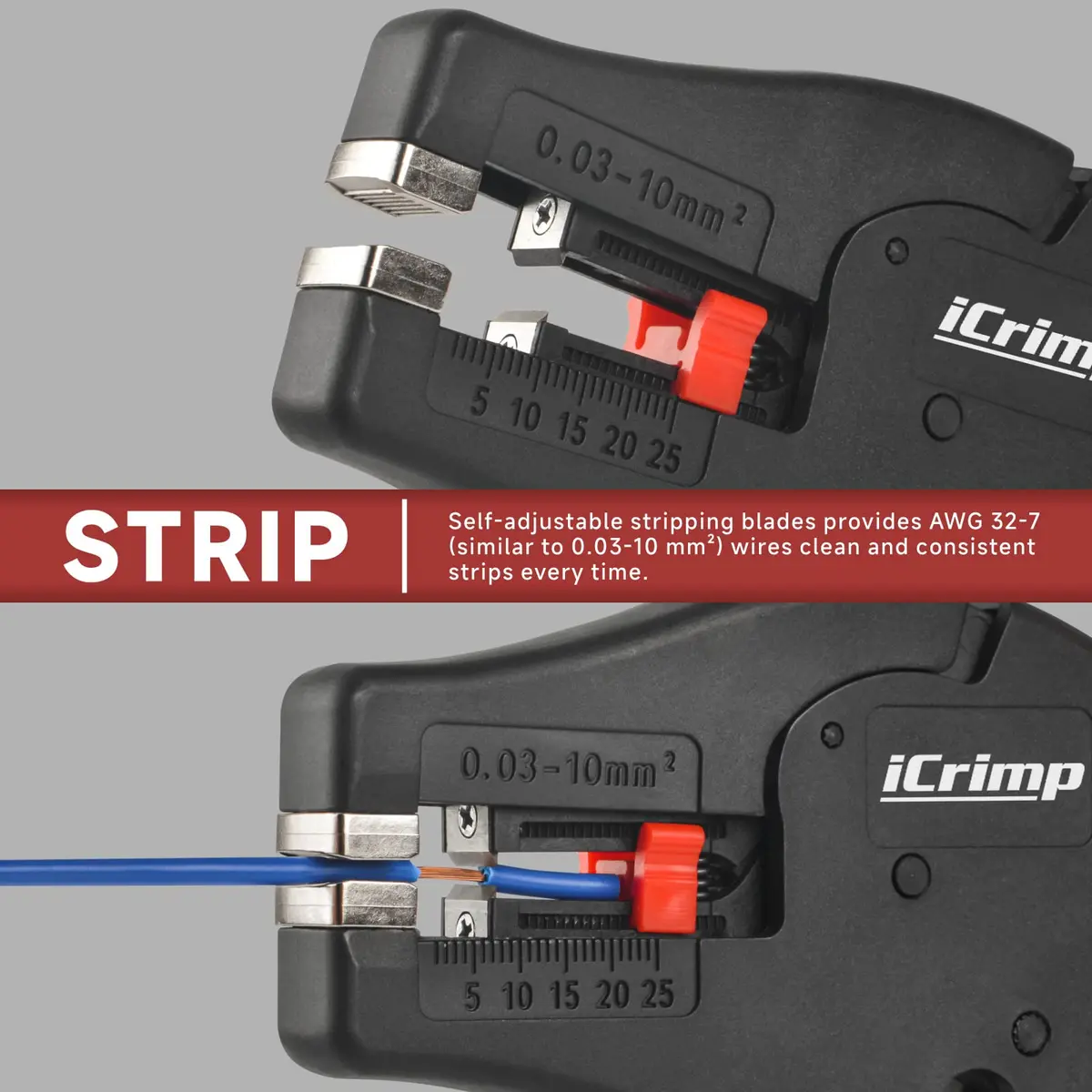 IWISS iCrimp Self-Adjusting Wire Stripper, AWG 32-7 | Ergonomic, Fast & Precise - view 2
