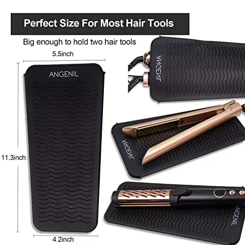 ANGENIL Heat Resistant Travel Mat & Pouch for Hair Tools 11.25 Inch x 5.5 Inch | Food Grade Silicone for Safe Styling - view 8