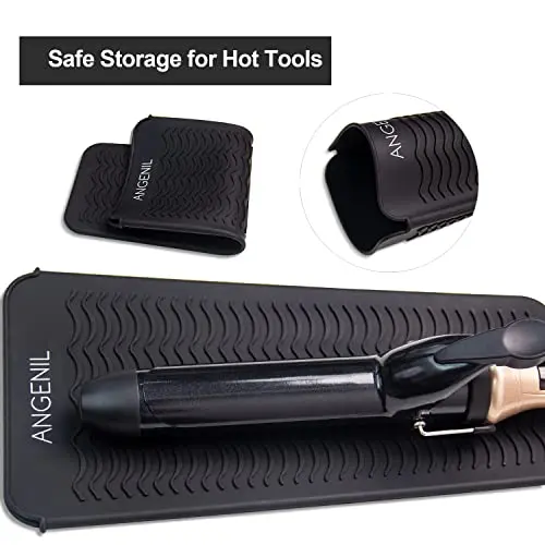 ANGENIL Heat Resistant Travel Mat & Pouch for Hair Tools 11.25 Inch x 5.5 Inch | Food Grade Silicone for Safe Styling - view 9