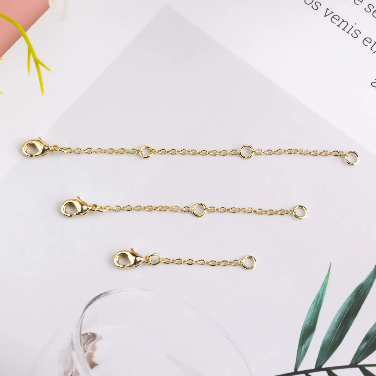 ASH'S CHOICE Gold Necklace Extenders 1.27 cm (0.5 Inch) | 3-Piece Set with Lobster Clasp - view 4
